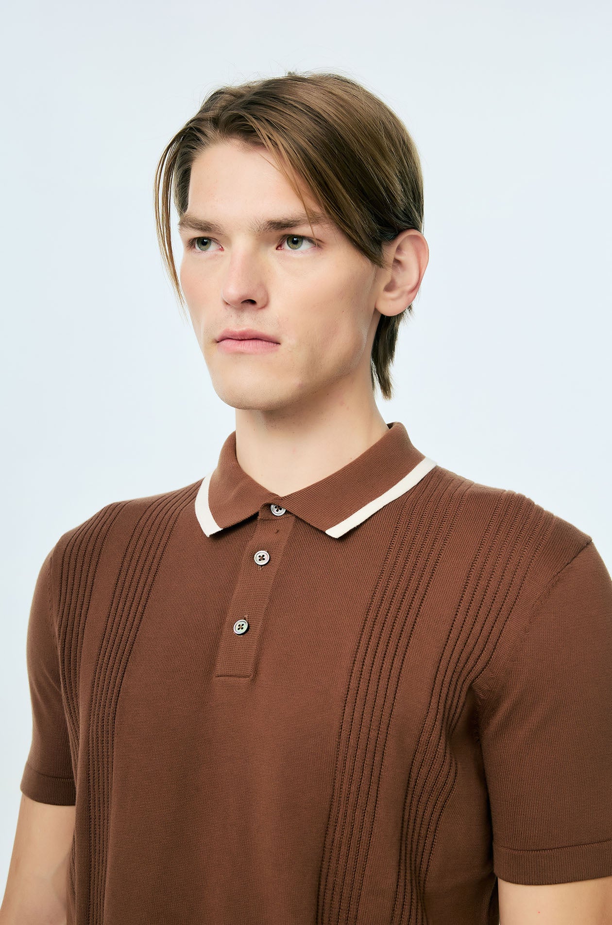 Textured Knit Polo Shirt - Image 3