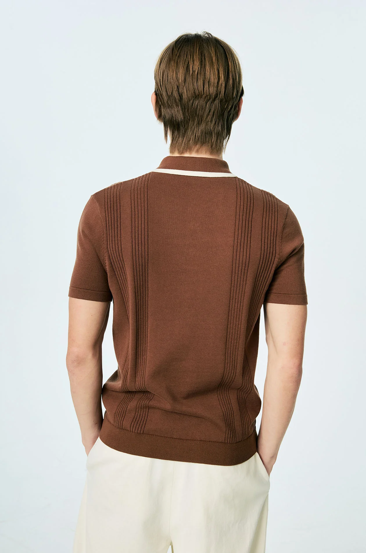 Textured Knit Polo Shirt - Image 4