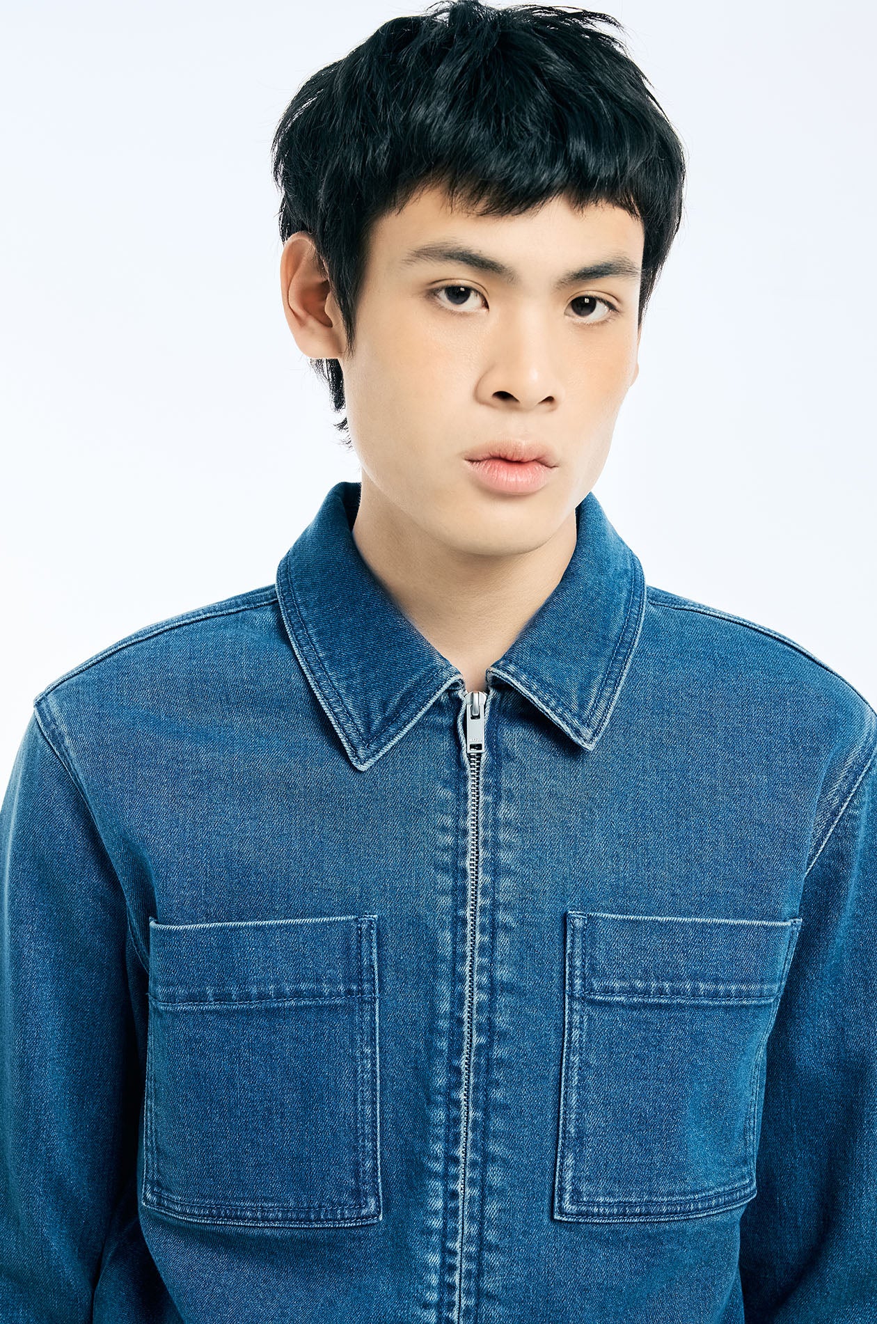 Zipper Denim Blouson Jacket - Image 3