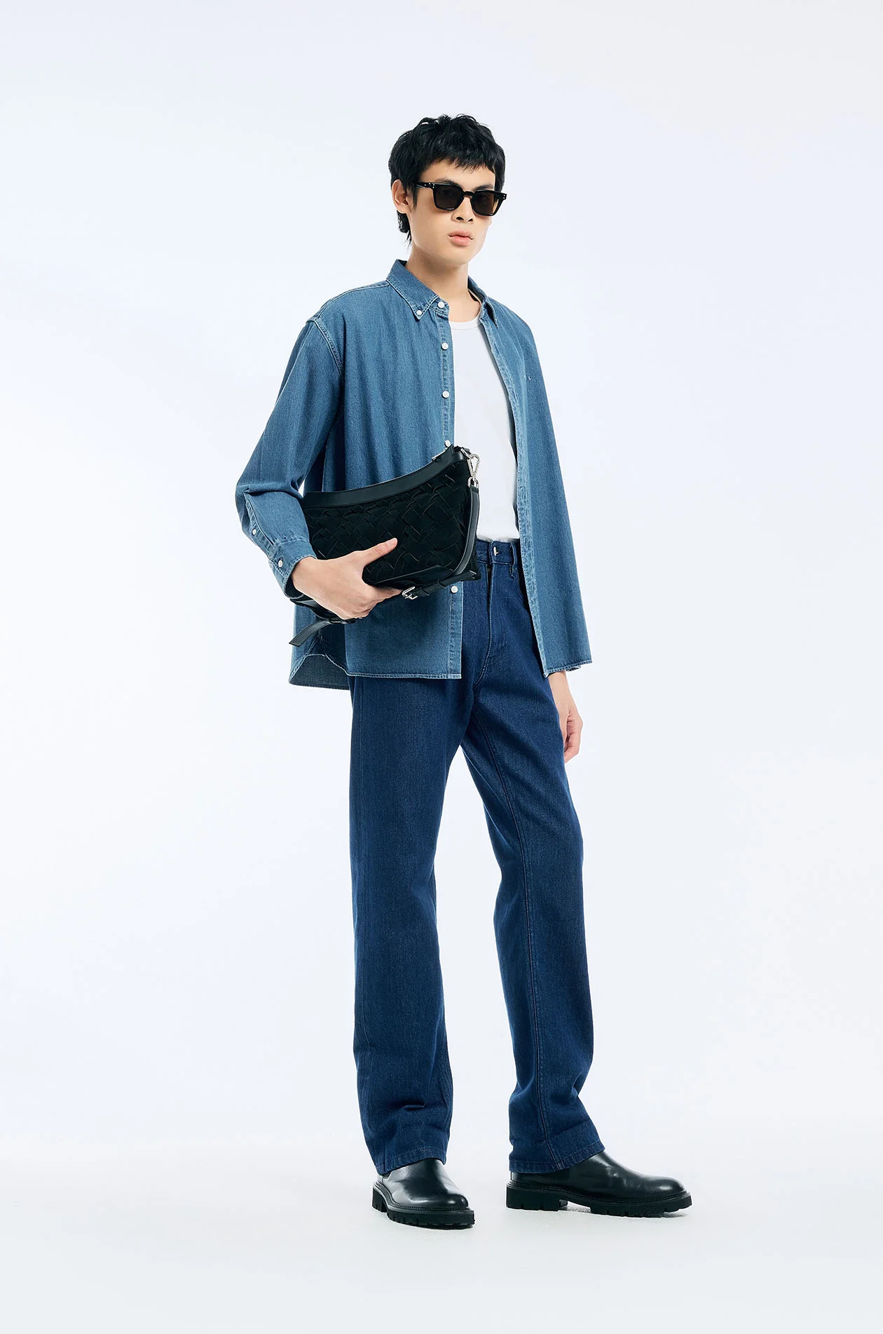 Button Down Collar Chambray Shirt