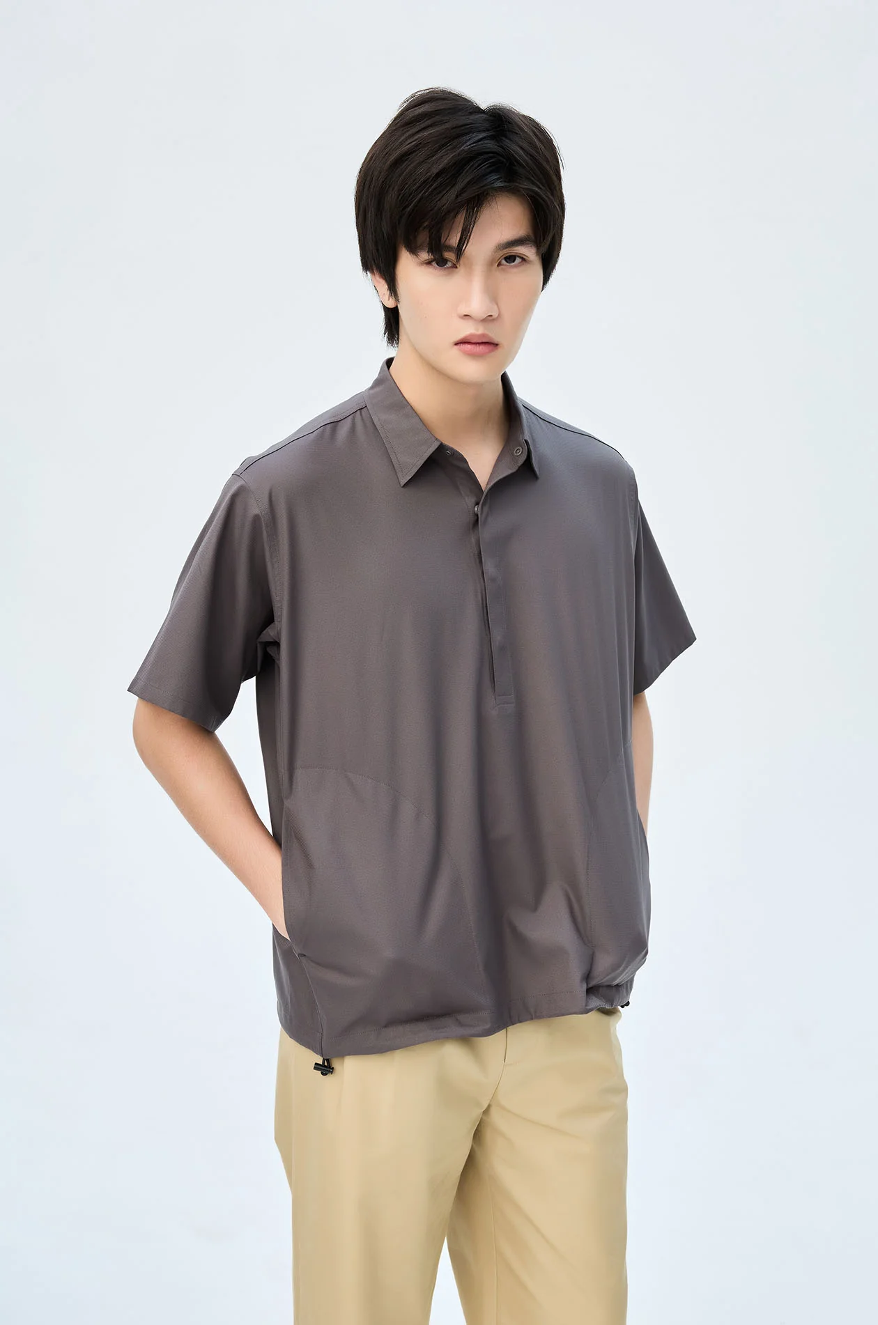 Drawstring Hem Sports Shirt - Image 2