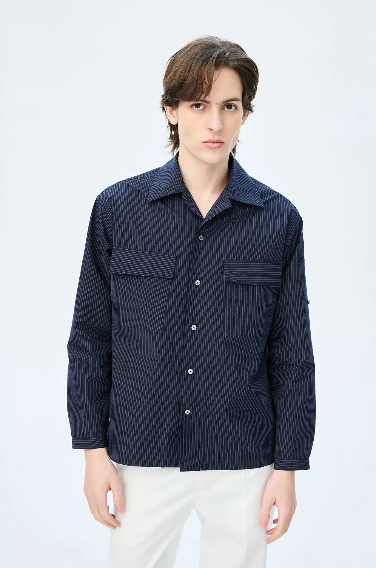 Striped Seersucker Overshirt - Image 2