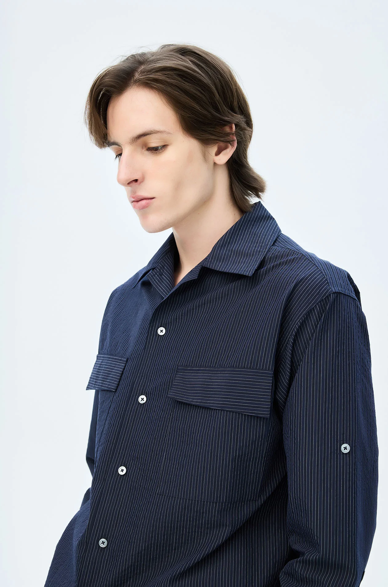 Striped Seersucker Overshirt - Image 3