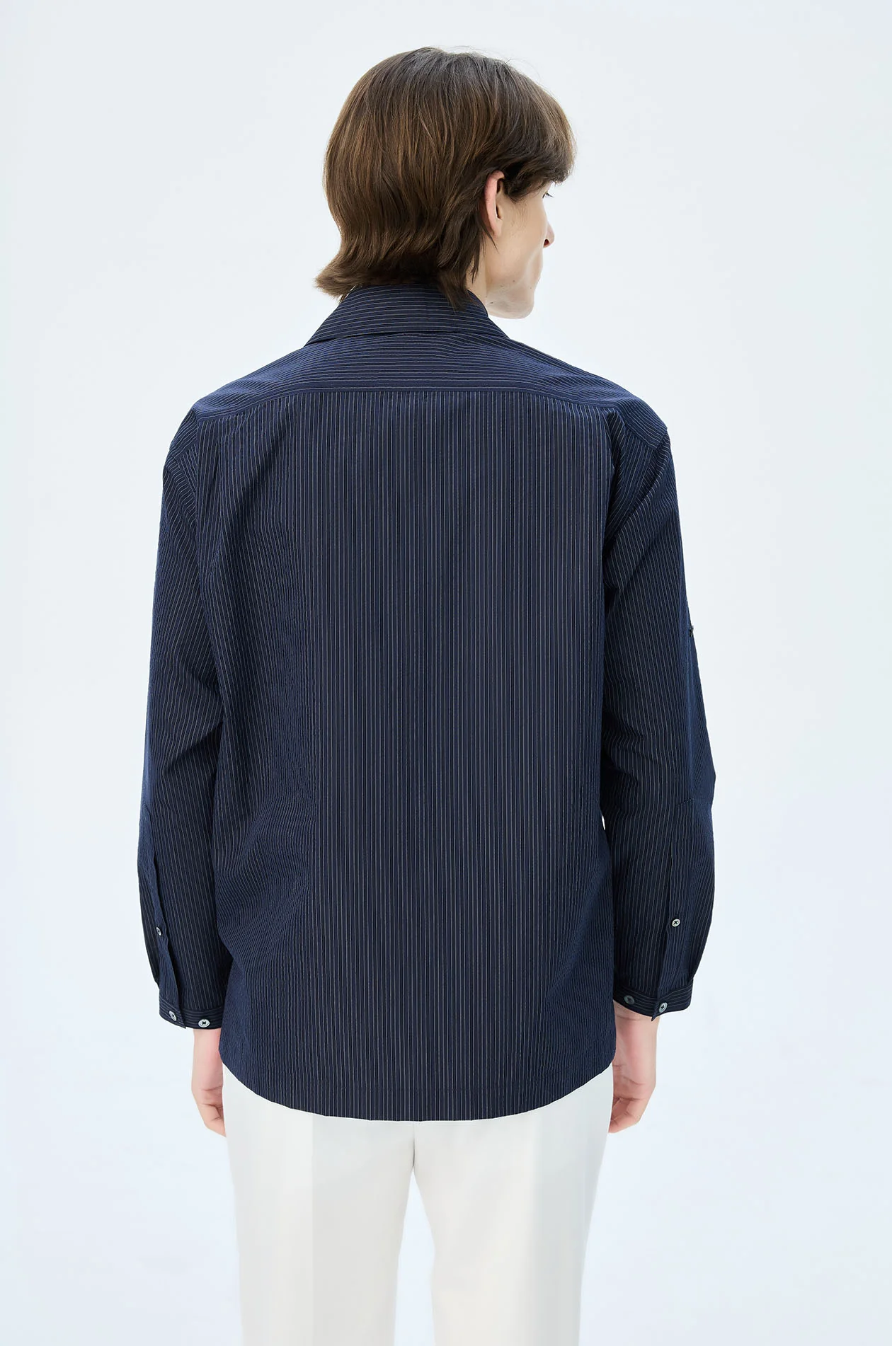 Striped Seersucker Overshirt - Image 5