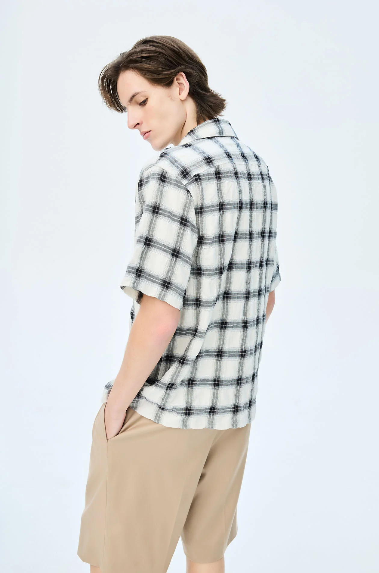 Crinkled Plaid Resort Shirt - Image 3