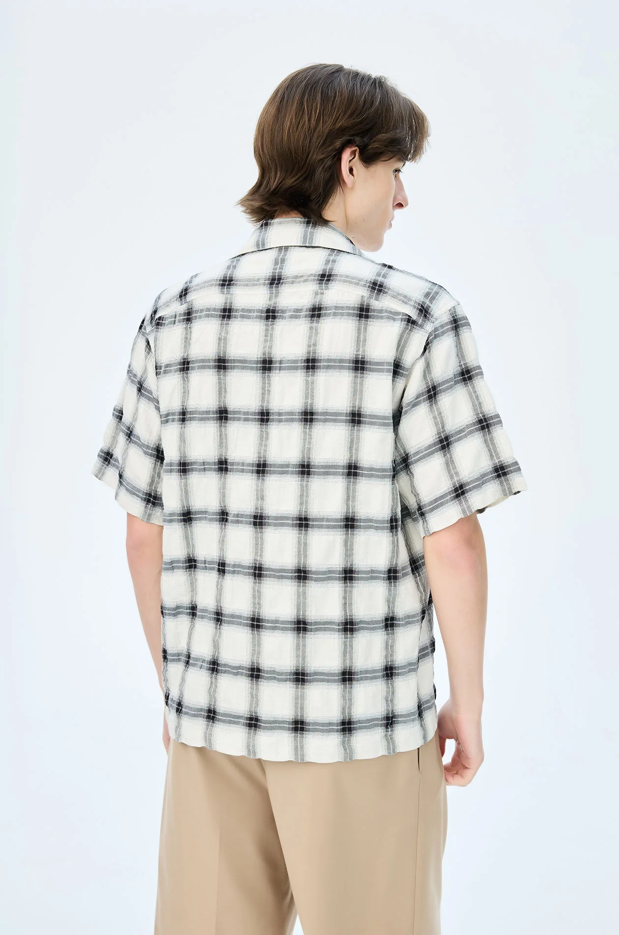 Crinkled Plaid Resort Shirt - Image 4