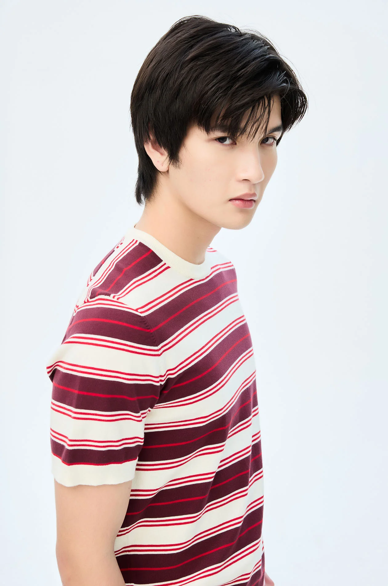 Striped Fine Knit T-Shirt - Image 13