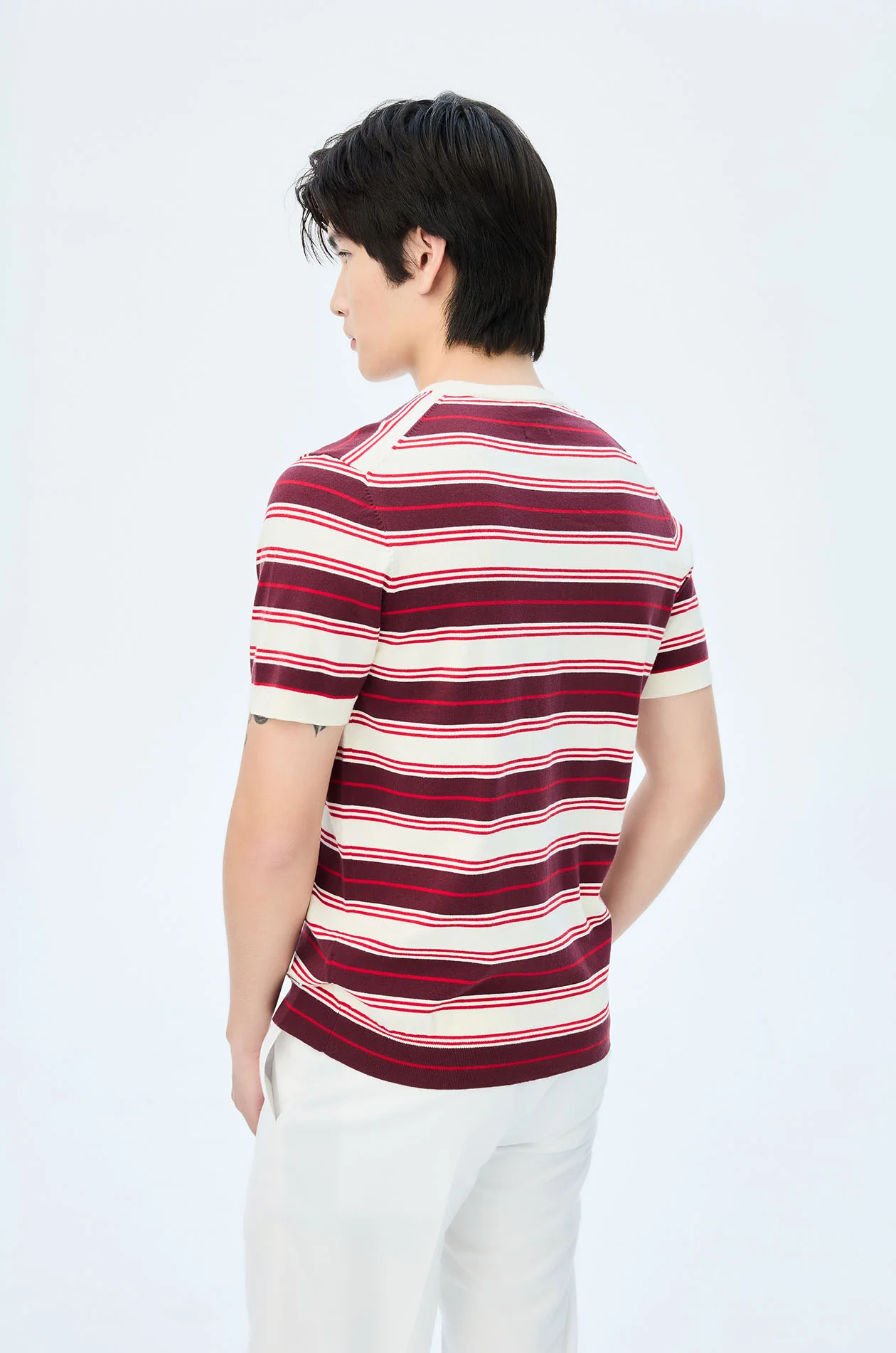 Striped Fine Knit T-Shirt - Image 15