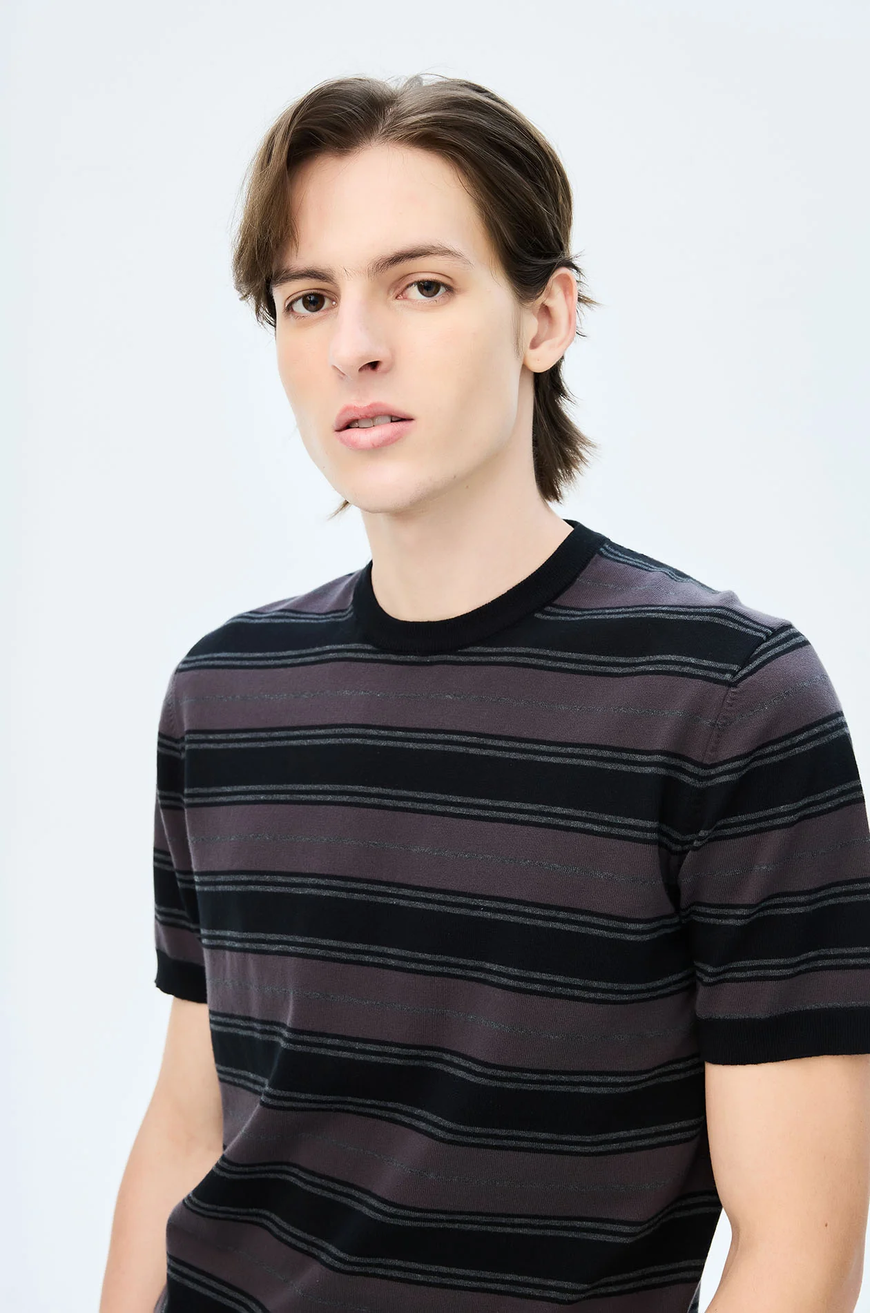 Striped Fine Knit T-Shirt - Image 3