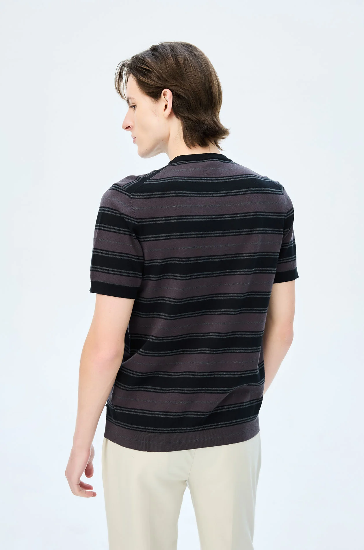 Striped Fine Knit T-Shirt - Image 5