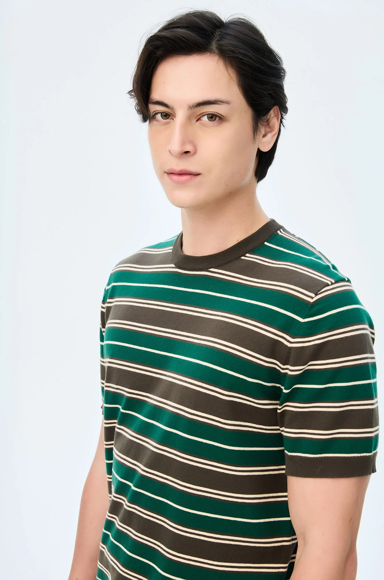 Striped Fine Knit T-Shirt - Image 8