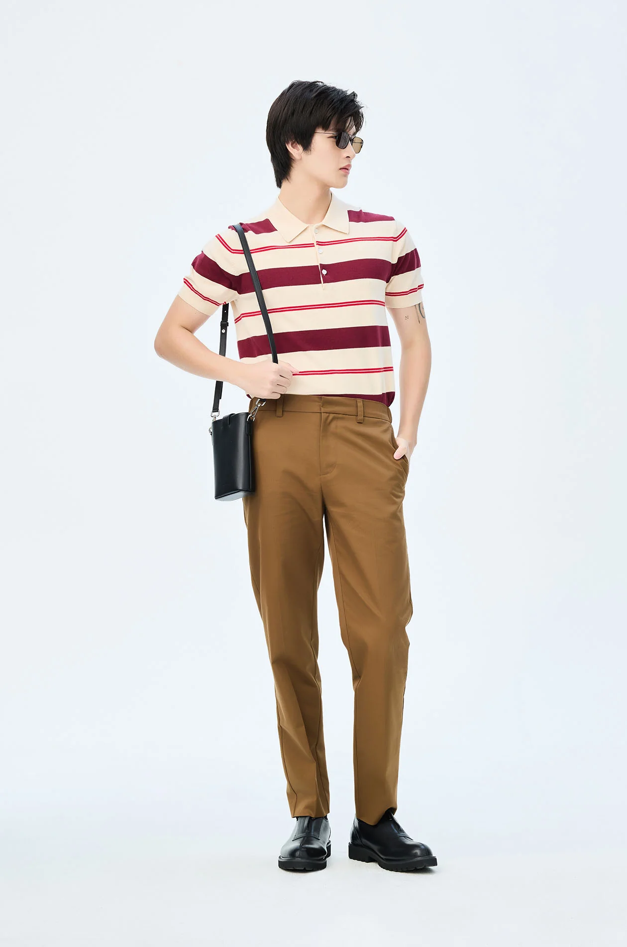 Striped Fine Knit Polo Shirt - Image 11