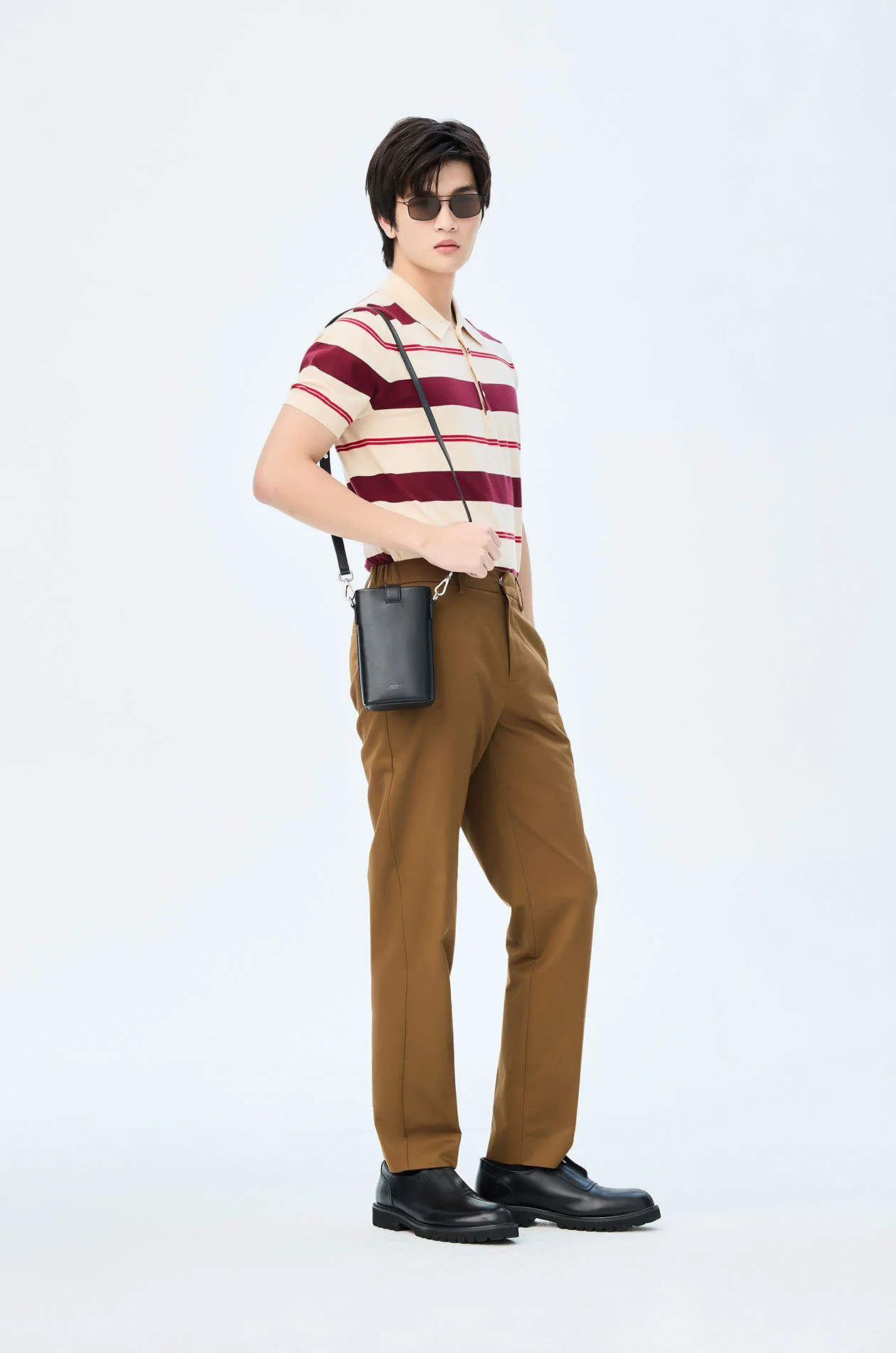 Striped Fine Knit Polo Shirt - Image 16