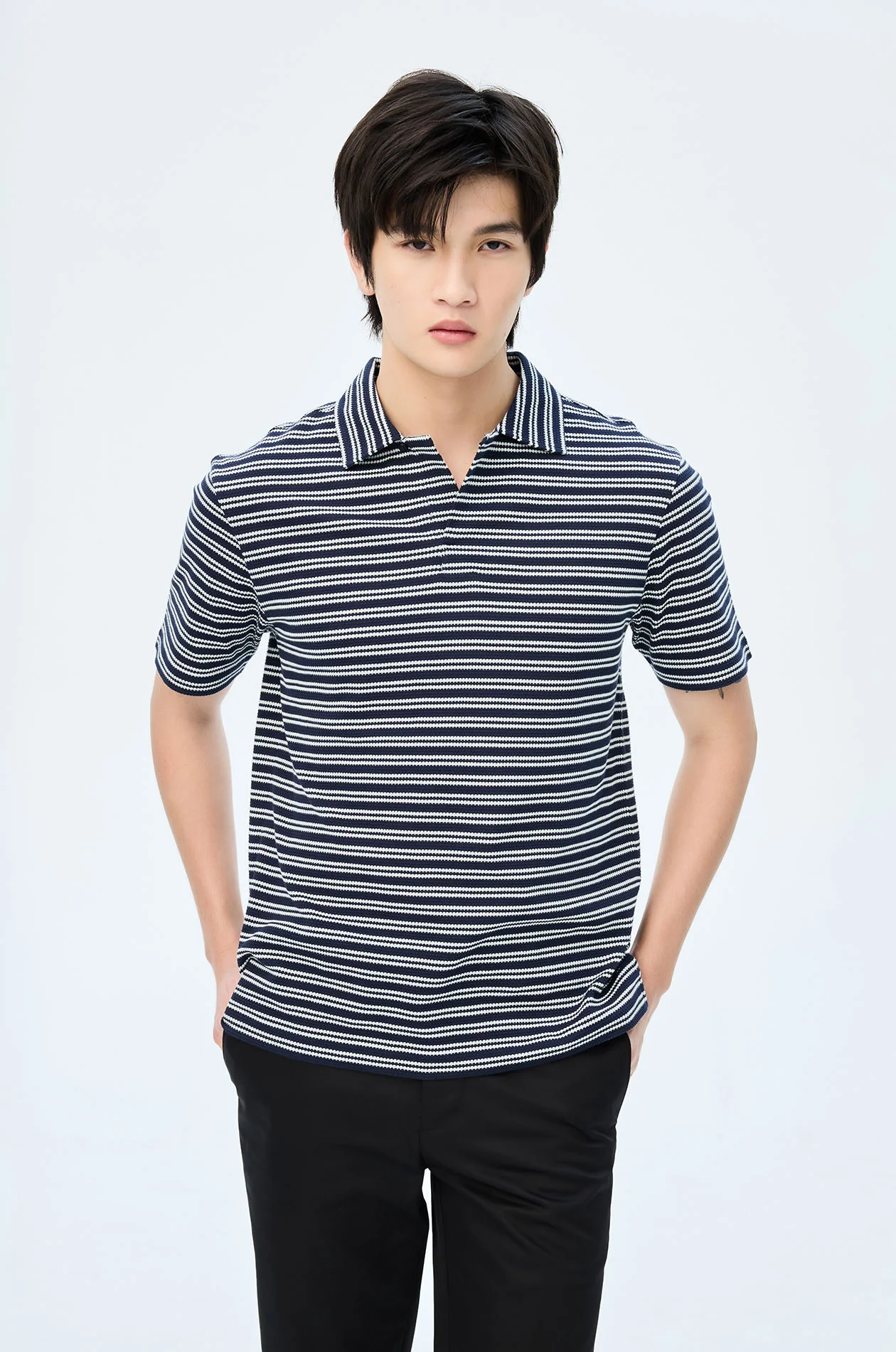 Striped Jacquard Polo Shirt - Image 7