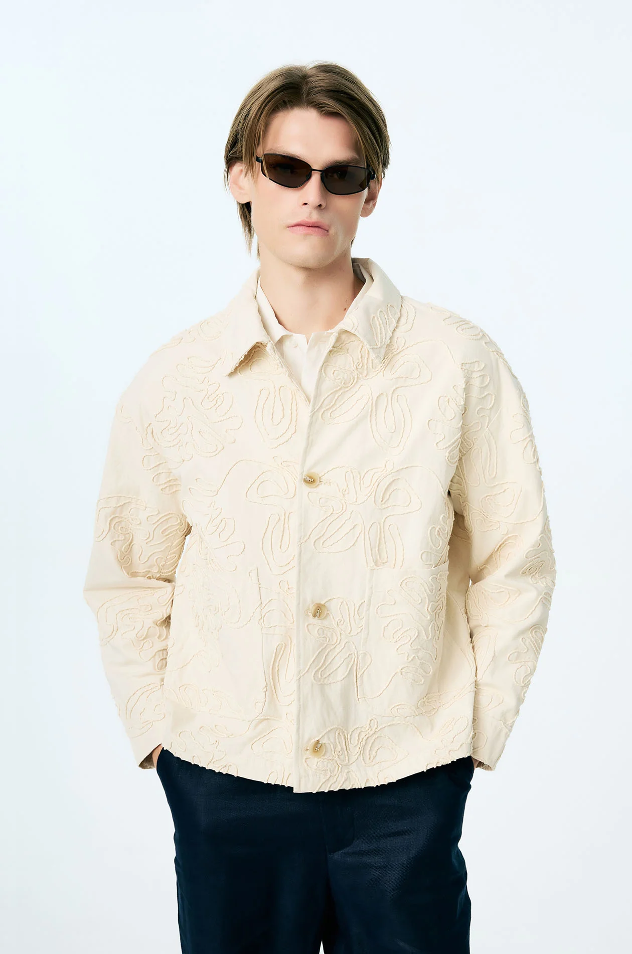 Botanical Rope Embellished Chore Jacket - Image 2
