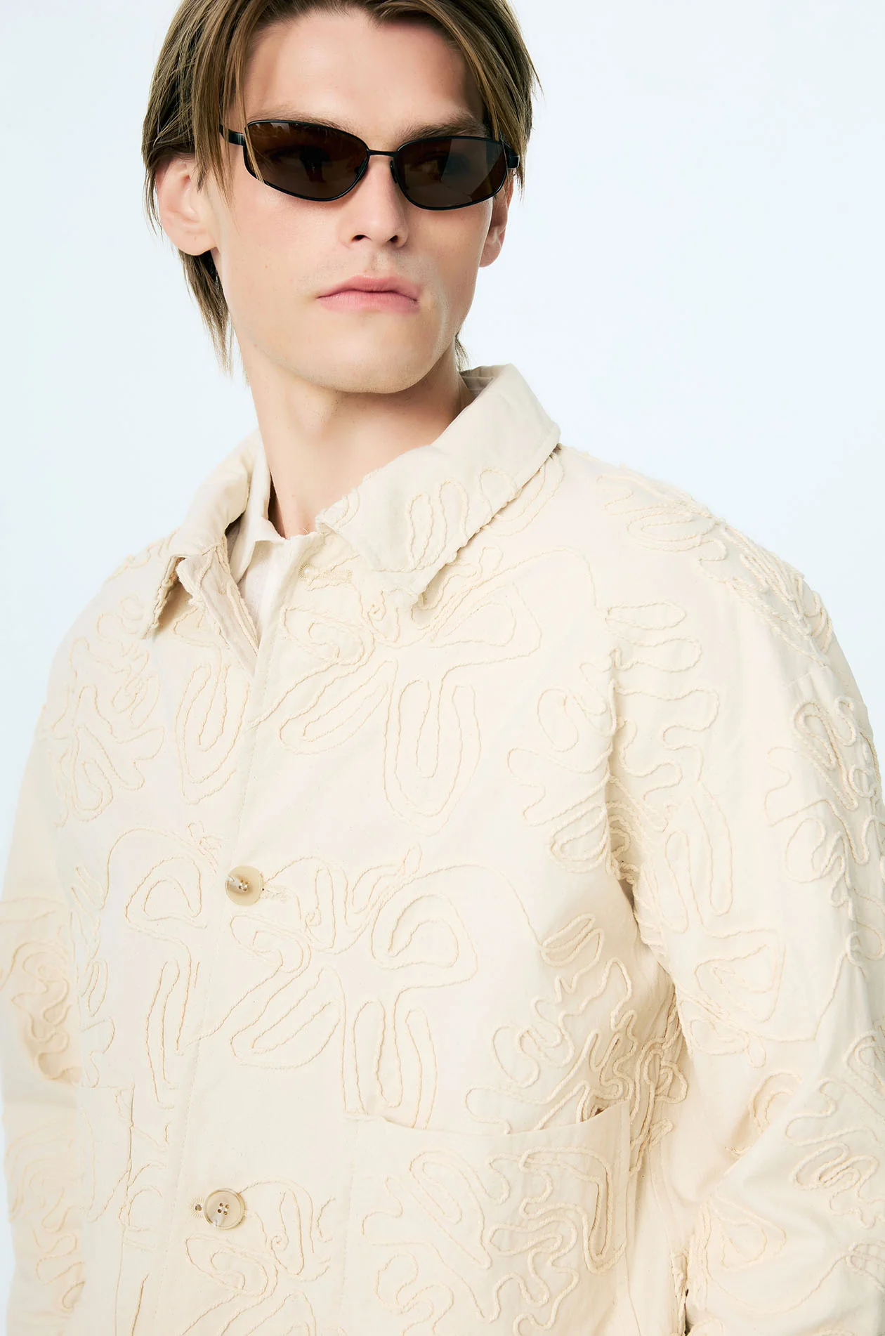 Botanical Rope Embellished Chore Jacket - Image 3