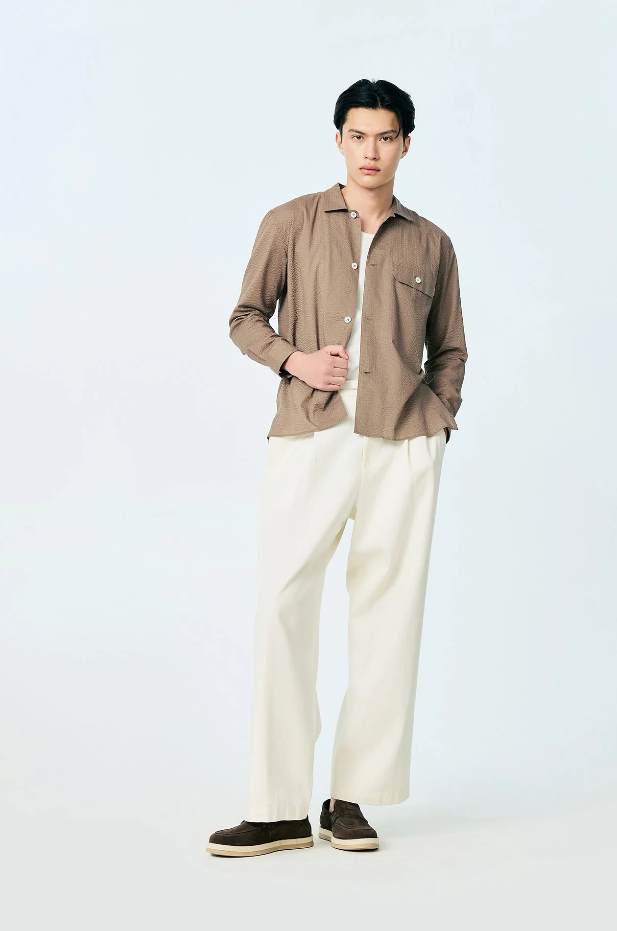 Crinkled Cotton Lawn Pocket Shirt