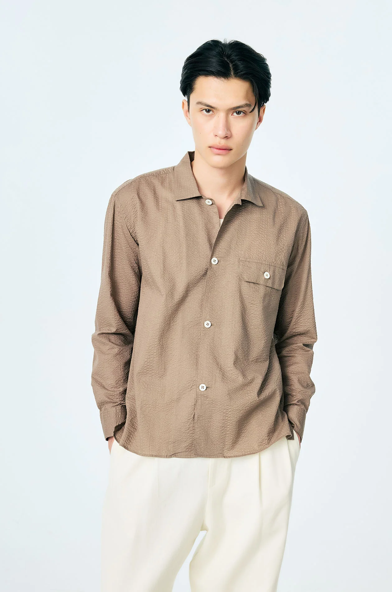 Crinkled Cotton Lawn Pocket Shirt - Image 2