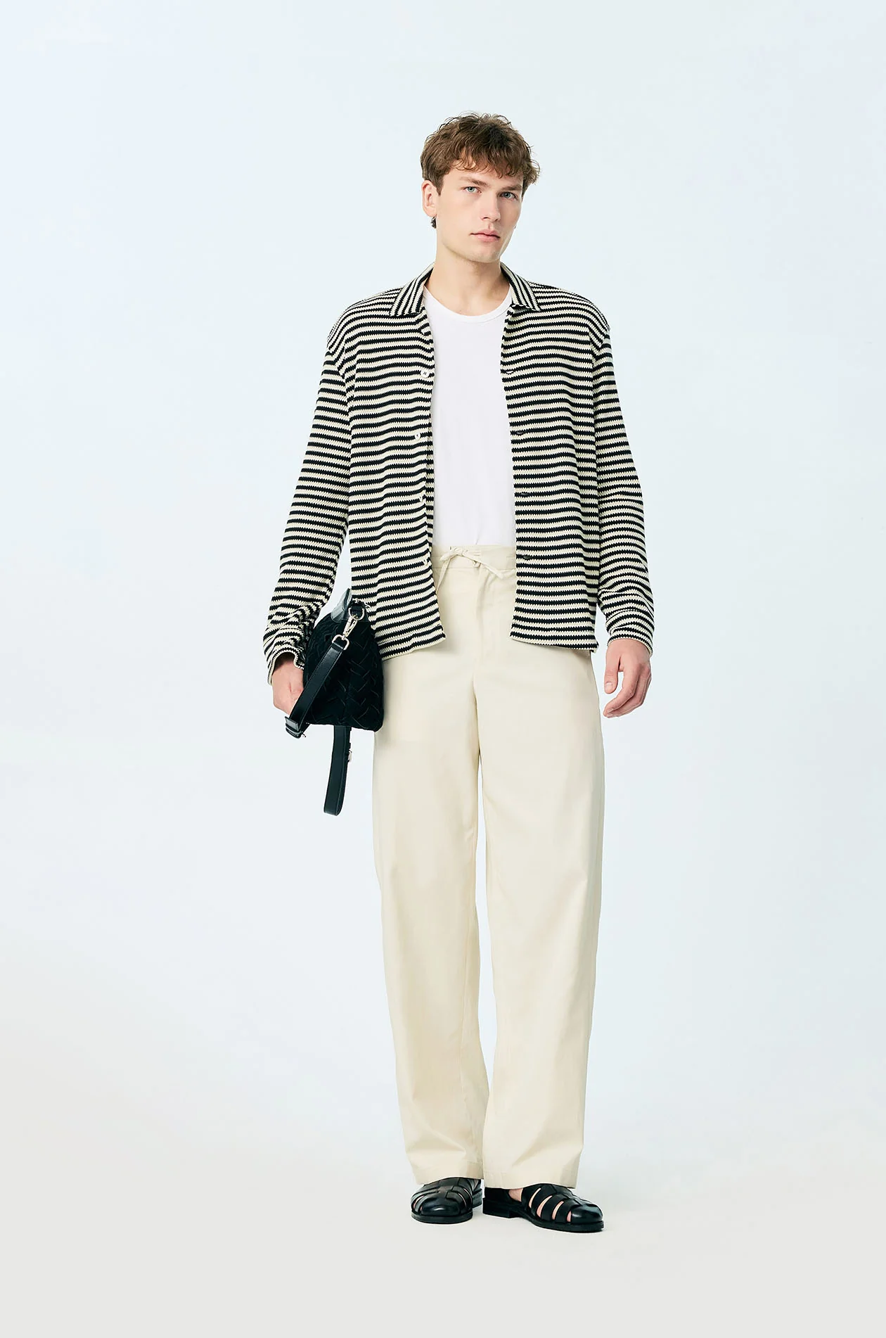 Striped Crochet Long-Sleeve Shirt