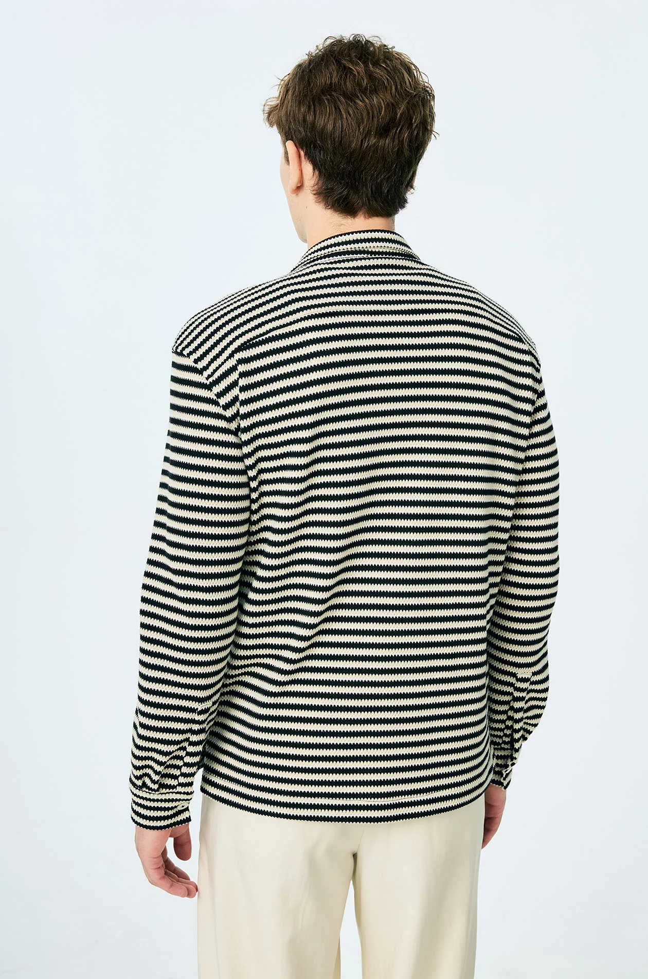 Striped Crochet Long-Sleeve Shirt - Image 4