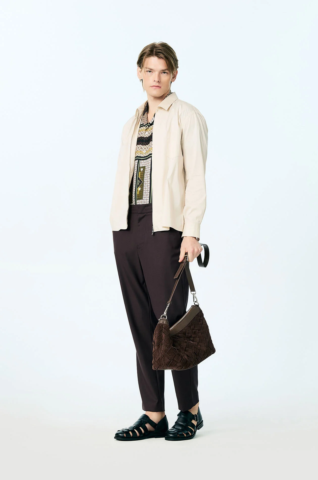 Geometric Tile Print Viscose Resort Shirt