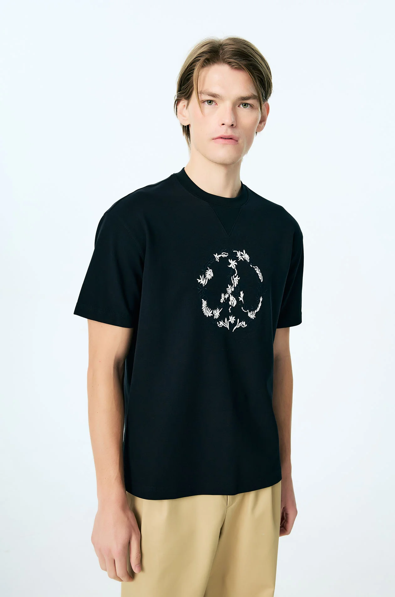 Embroidered Peace Floral Relaxed T-Shirt - Image 6