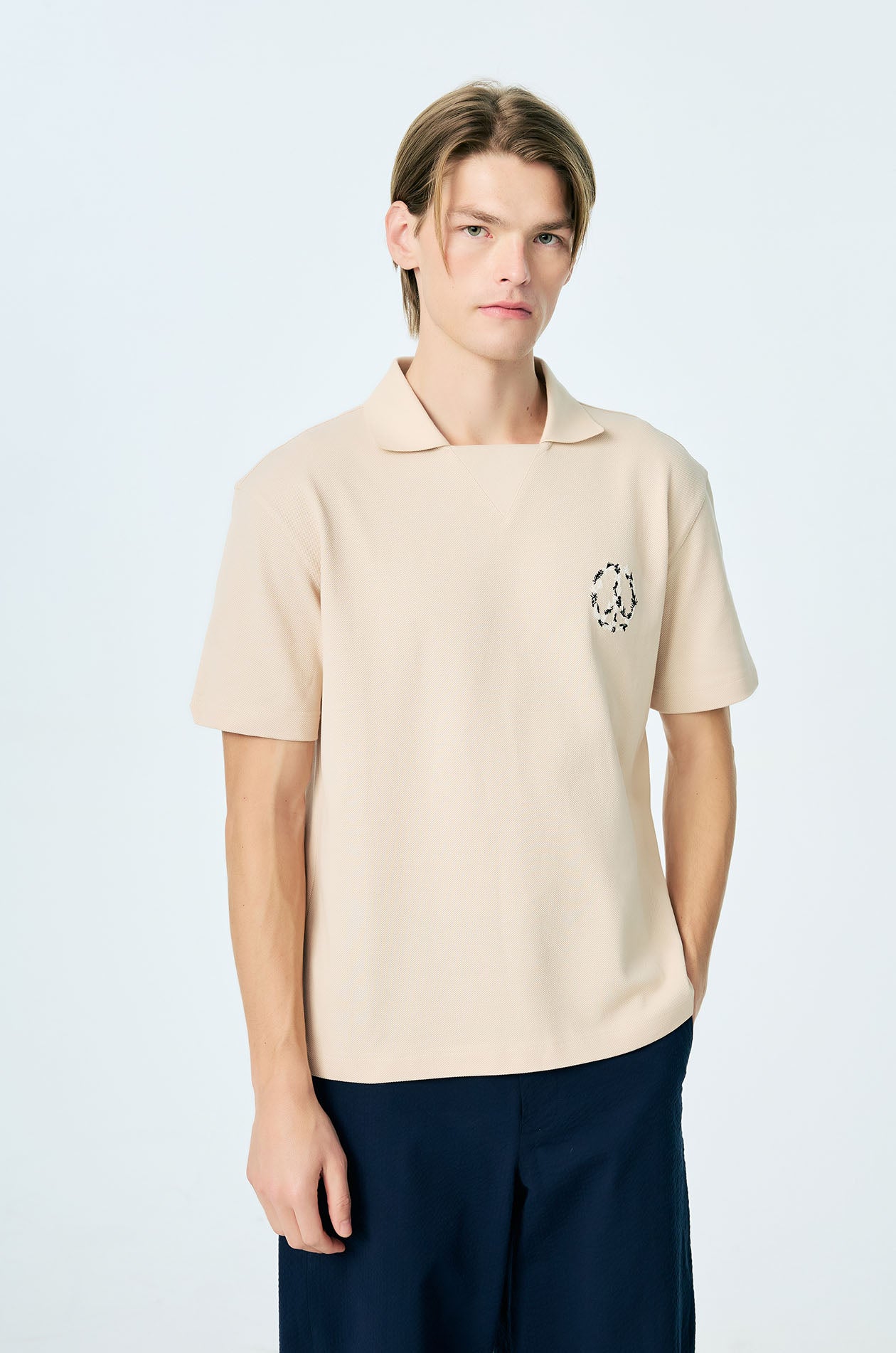 Embroidered Peace Floral Relaxed Polo - Image 2
