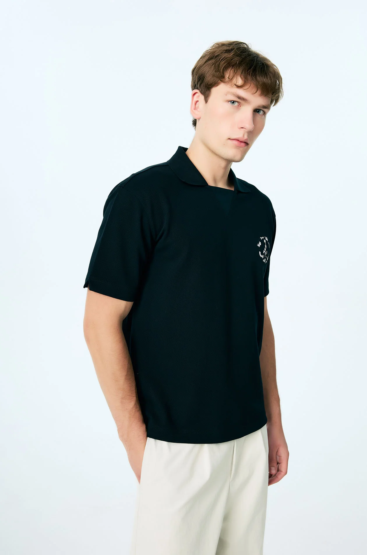Embroidered Peace Floral Relaxed Polo - Image 6
