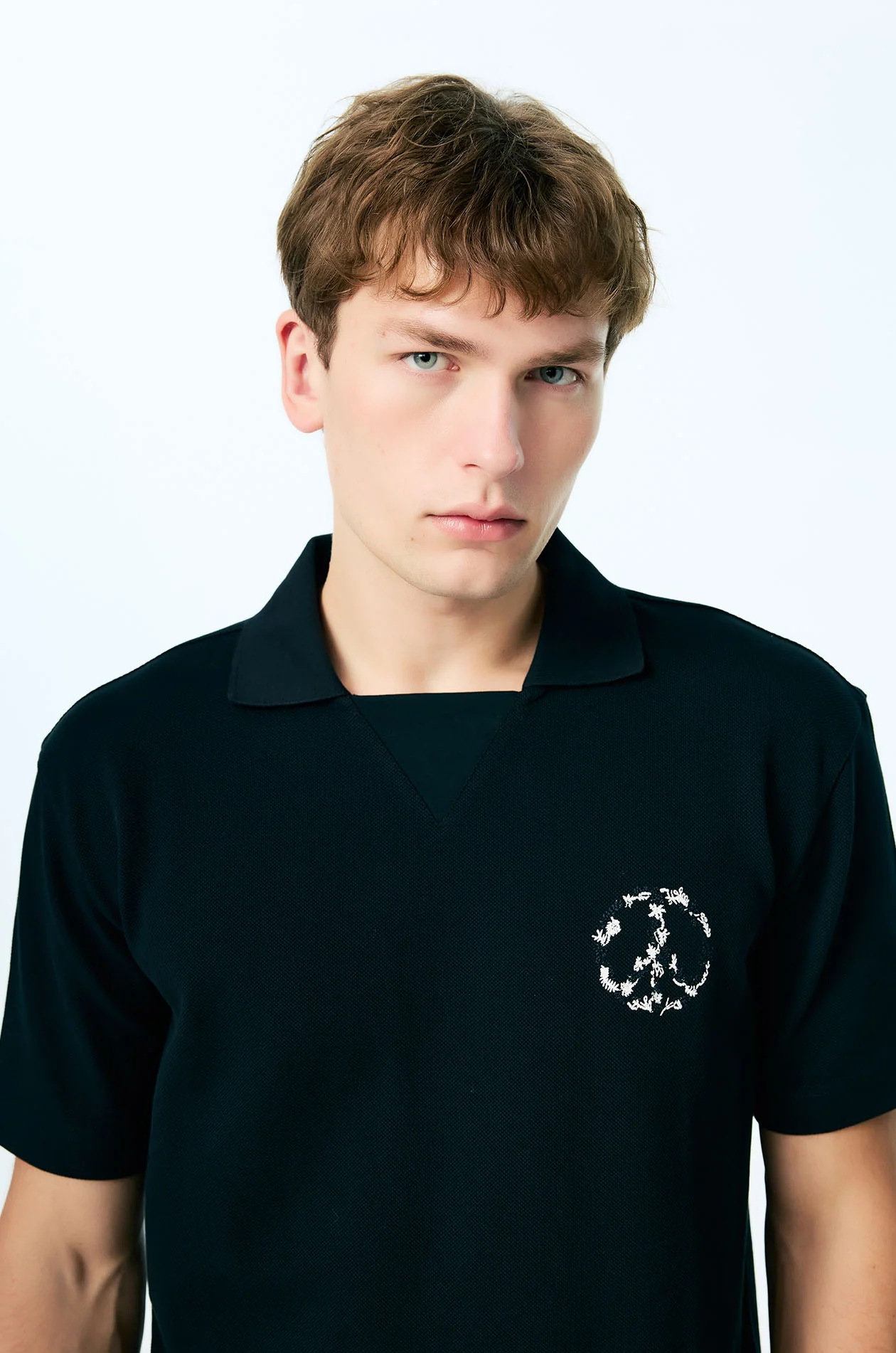 Embroidered Peace Floral Relaxed Polo - Image 7
