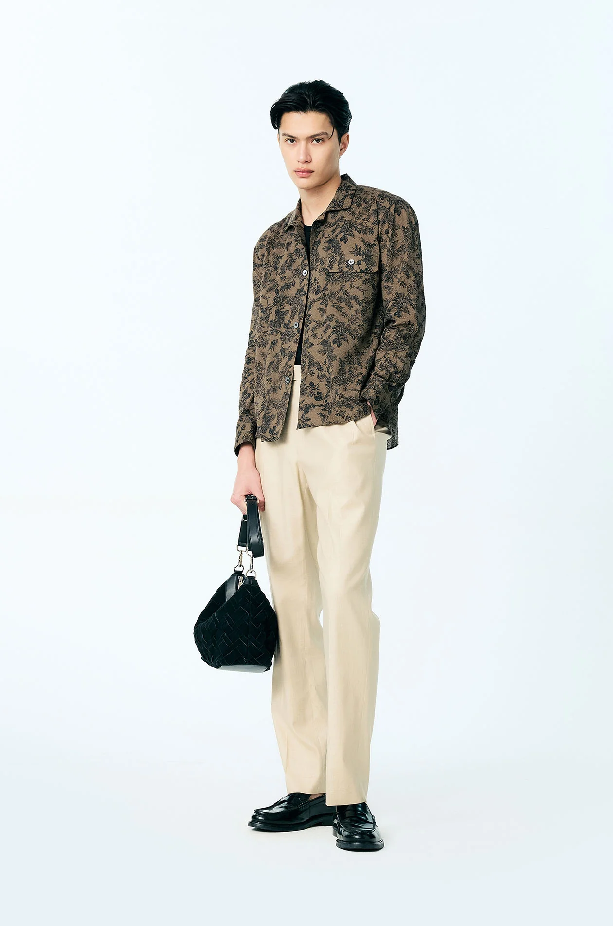 Botanical Print Crinkled Pocket Shirt