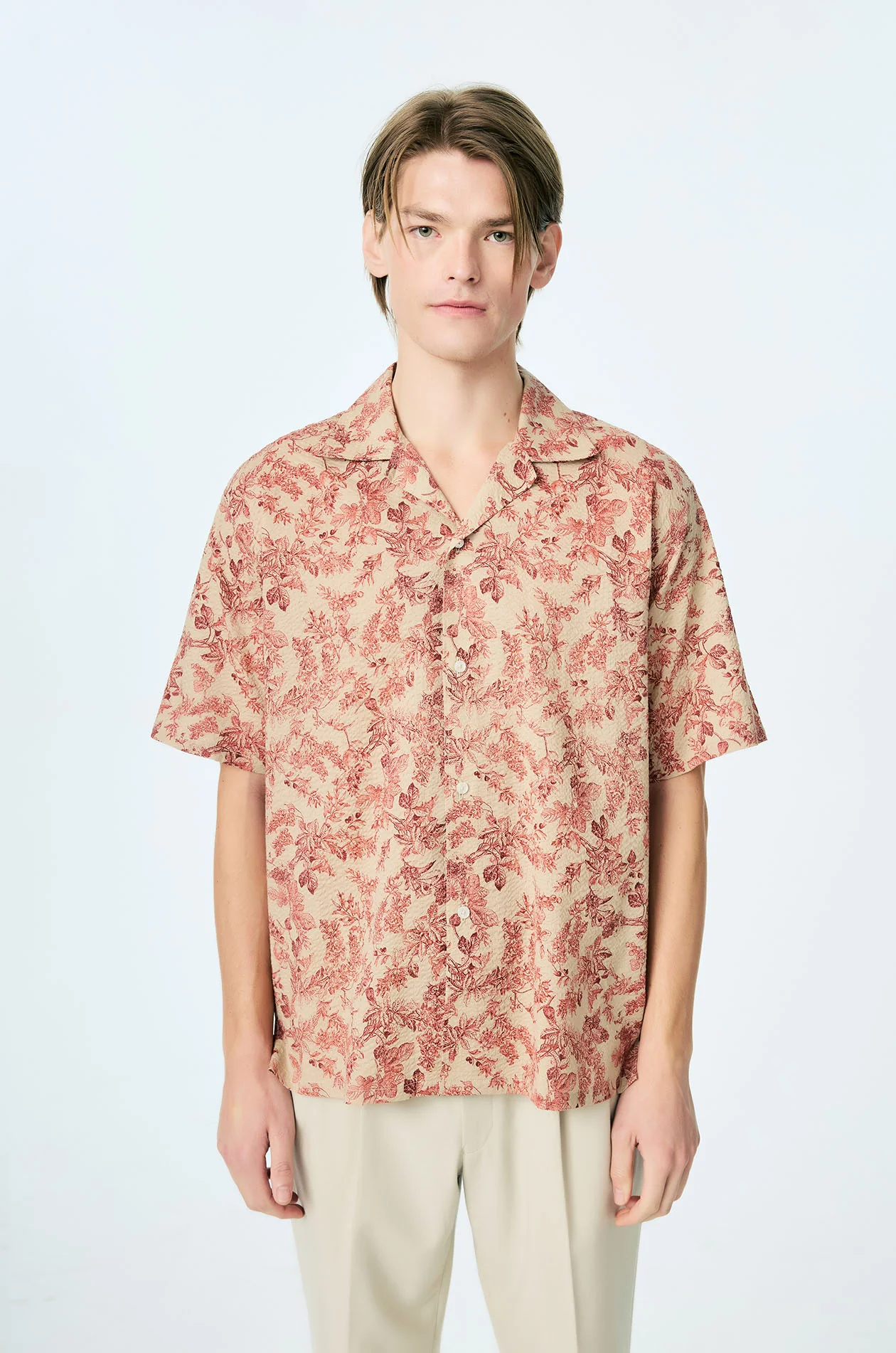 Botanical Print Crinkled Resort Shirt - Image 2