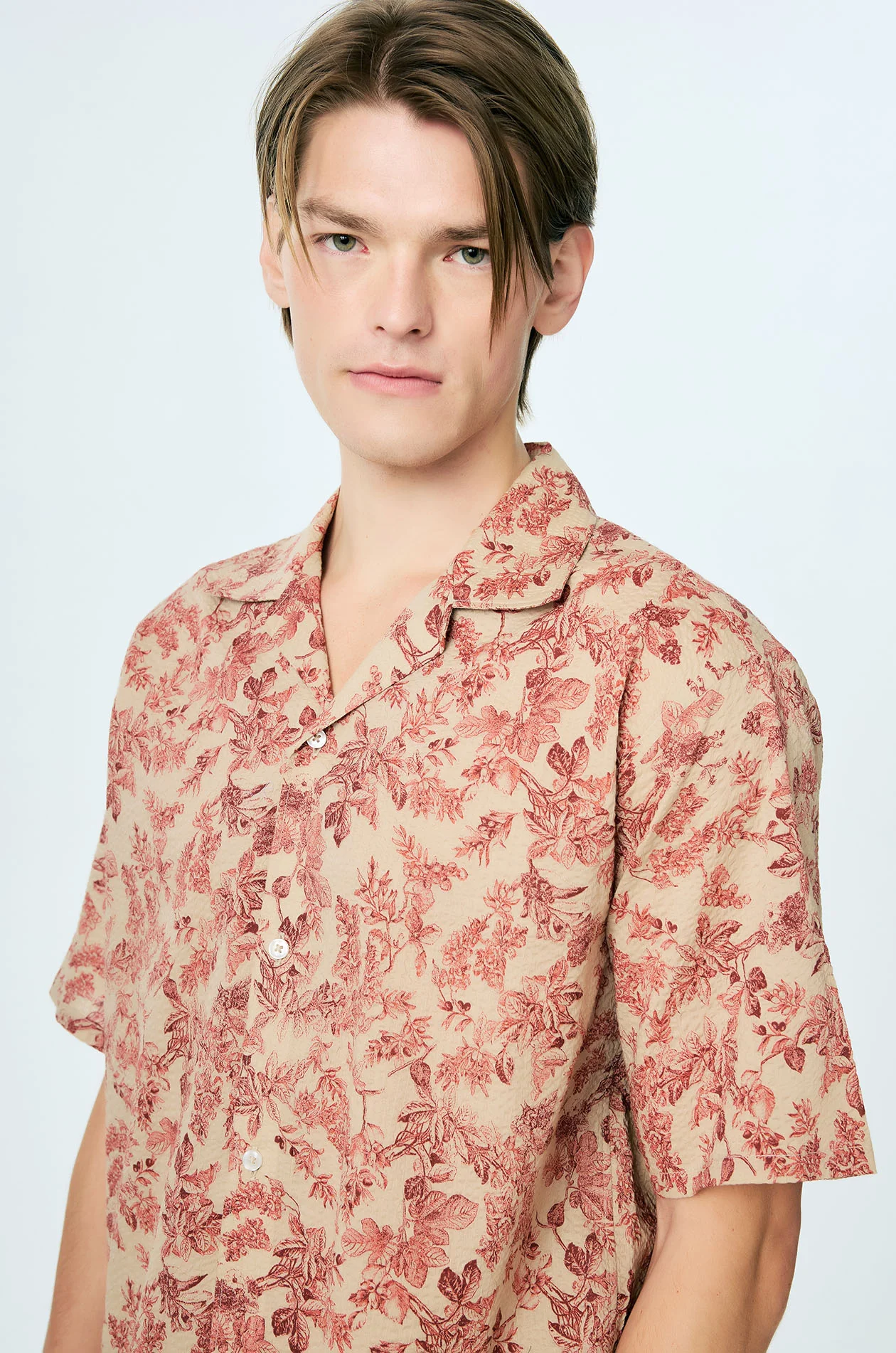 Botanical Print Crinkled Resort Shirt - Image 3