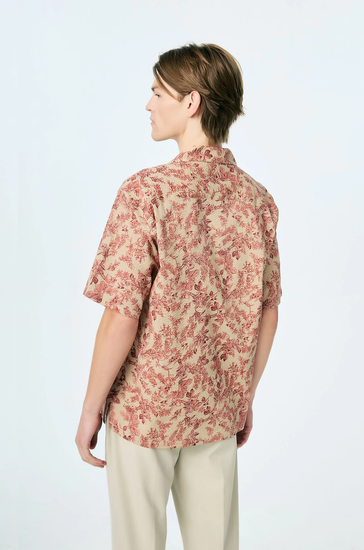 Botanical Print Crinkled Resort Shirt - Image 4