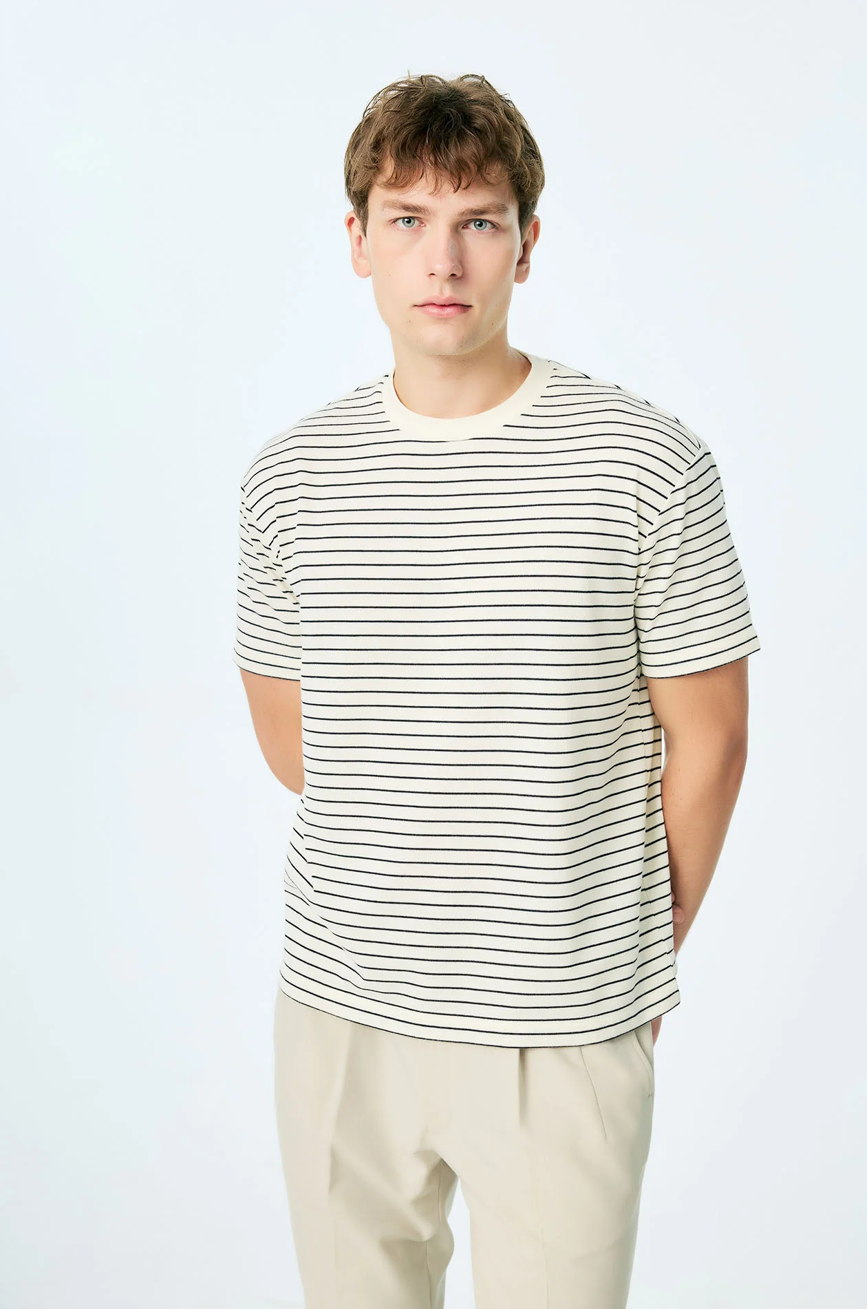 Striped French Terry Relaxed T-Shirt - Image 11
