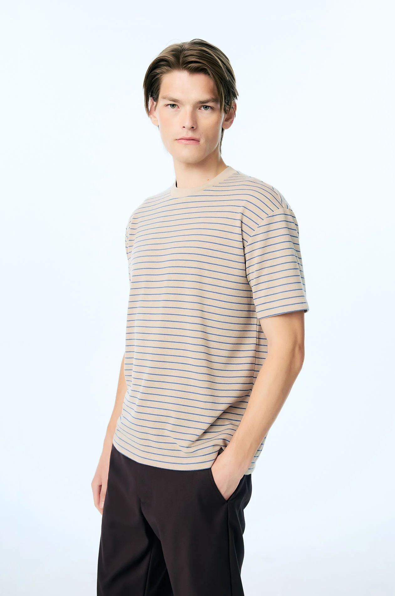 Striped French Terry Relaxed T-Shirt - Image 2