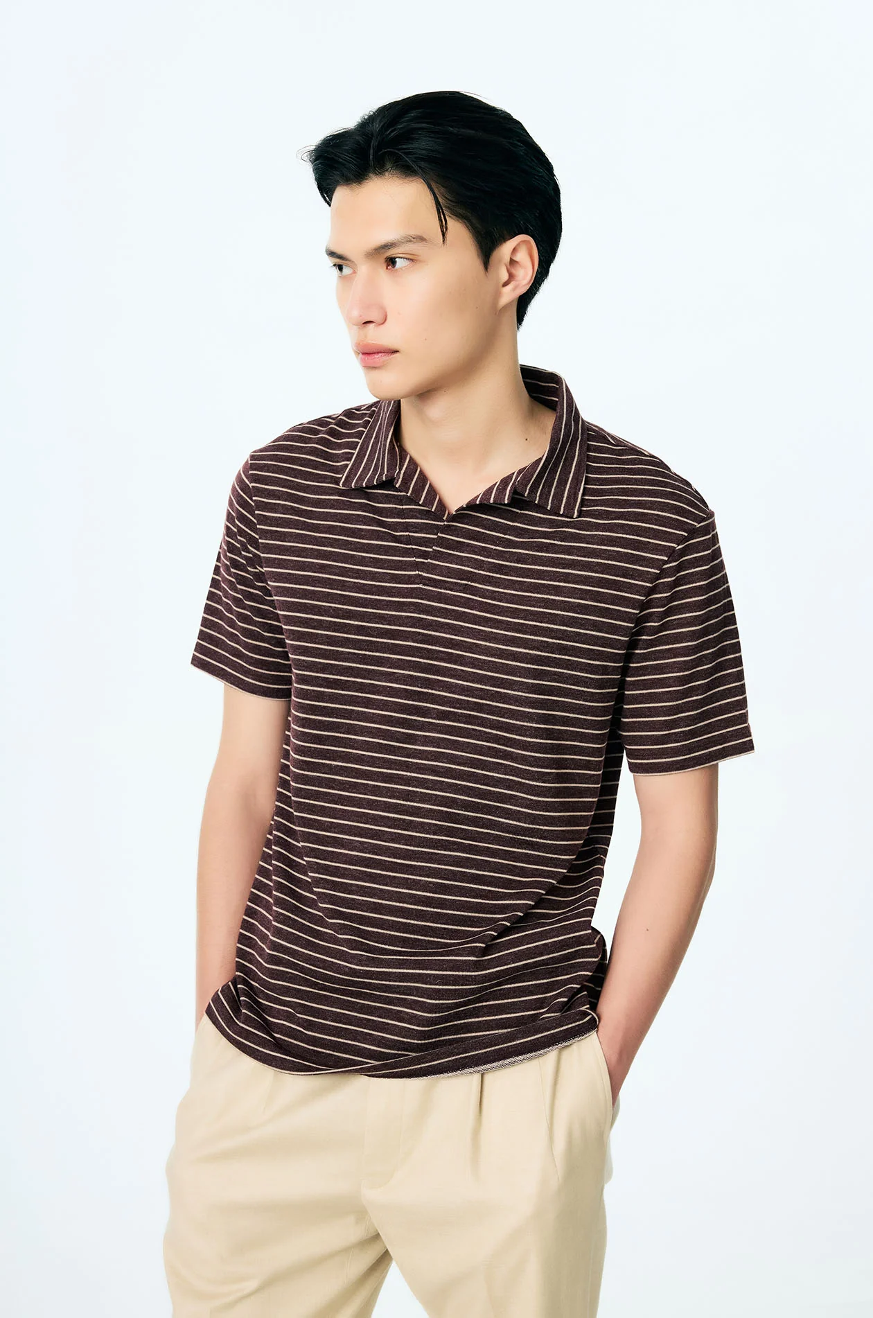 Striped French Terry Relaxed Polo - Image 10