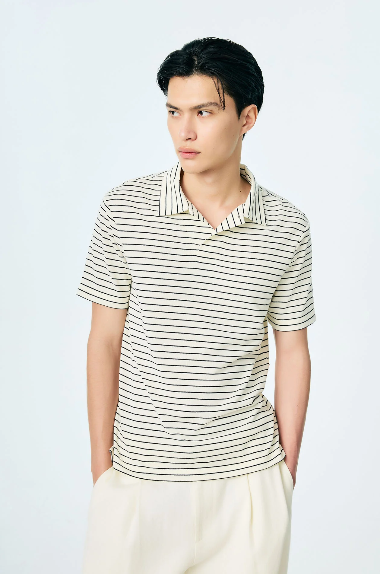 Striped French Terry Relaxed Polo - Image 14