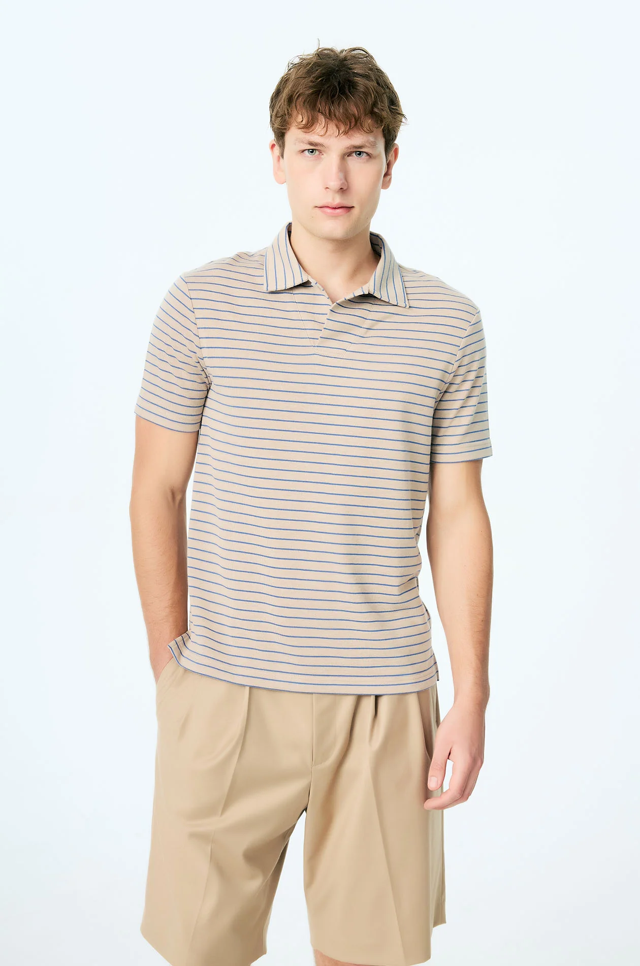 Striped French Terry Relaxed Polo - Image 2