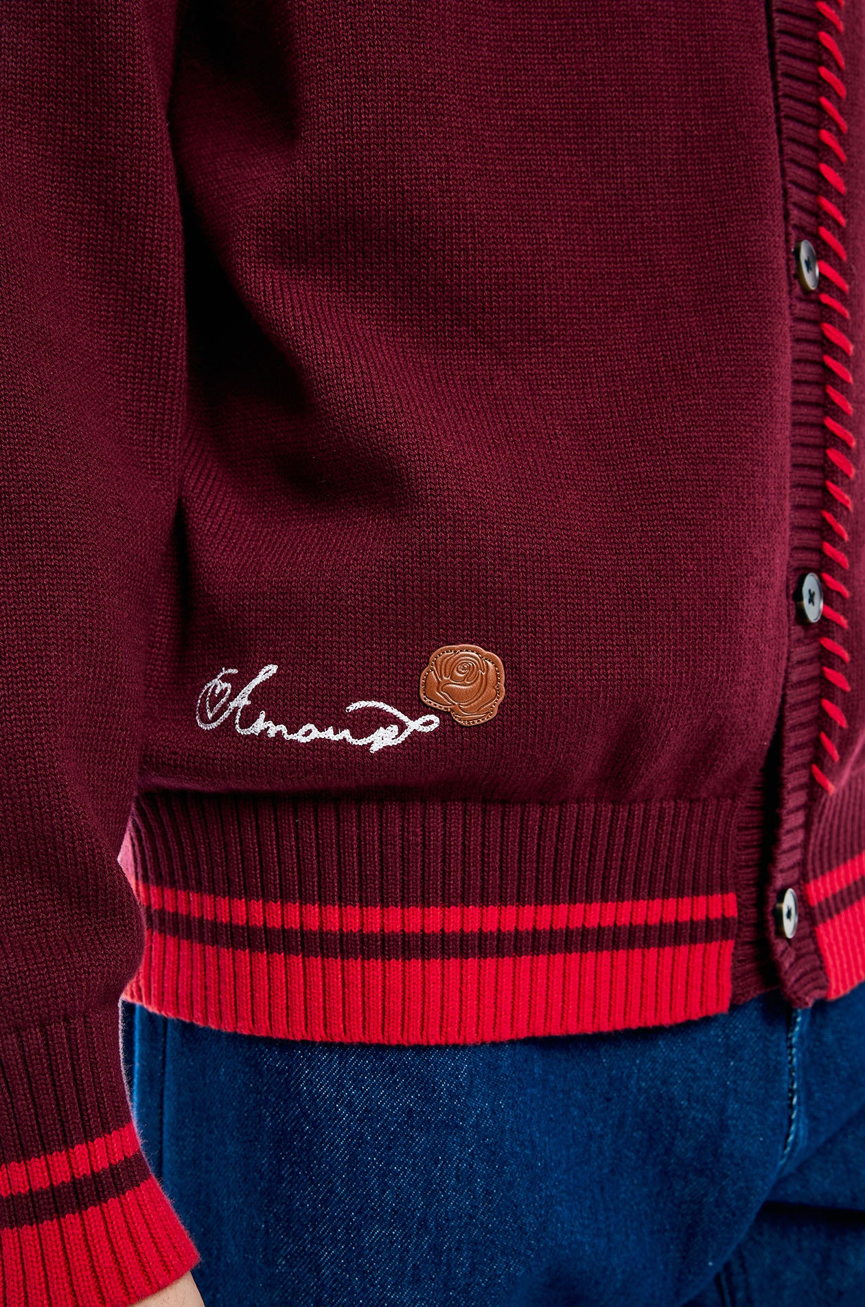 Rose Stitching Knit Cardigan - Image 3