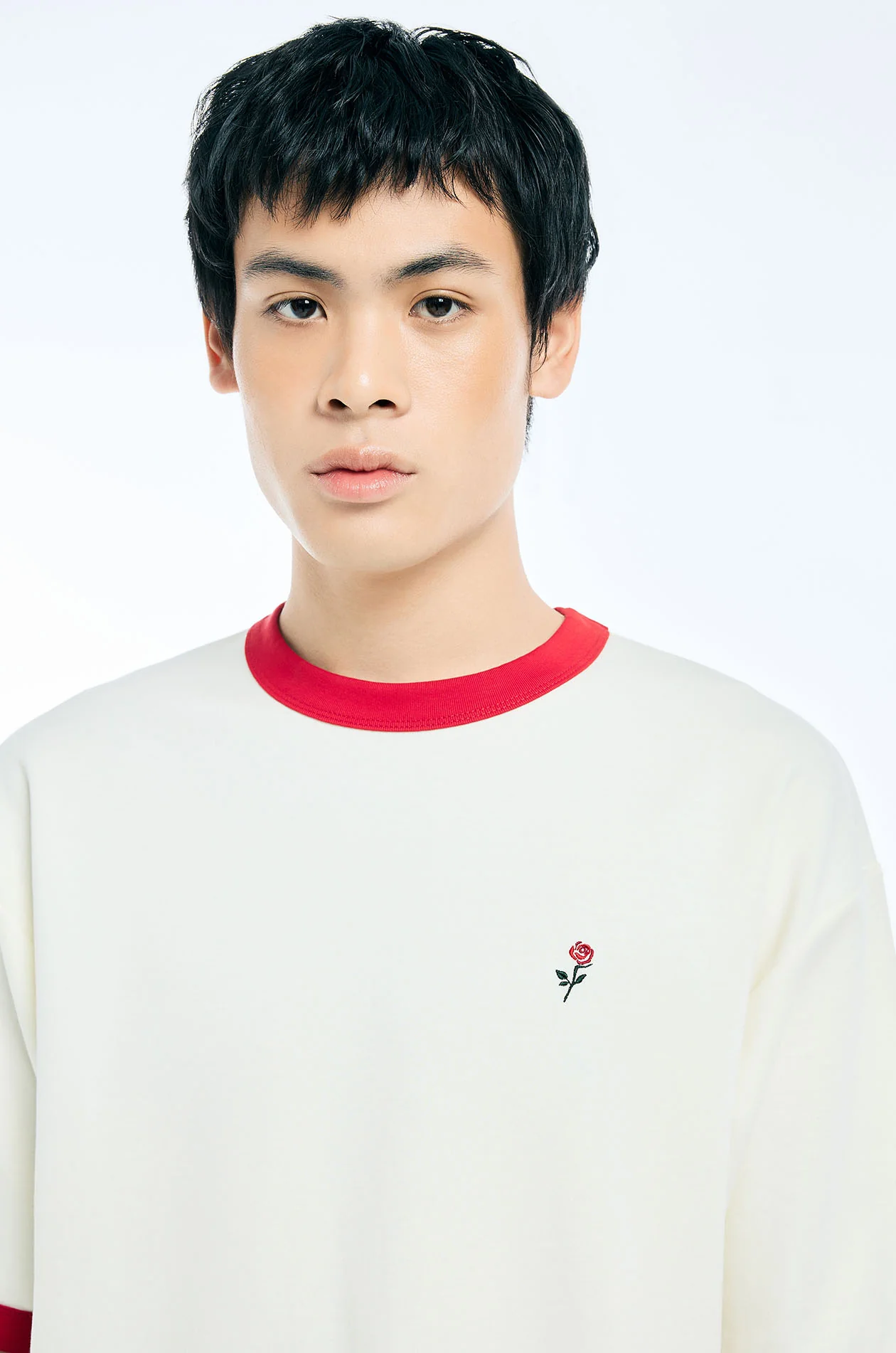 Rose Embroidered Ringer Tee - Image 9