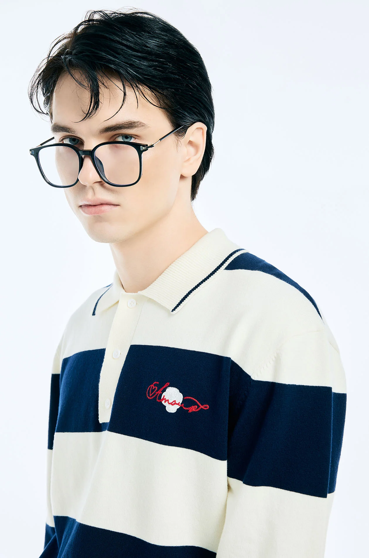 Rose Embroidered Rugby Polo - Image 3