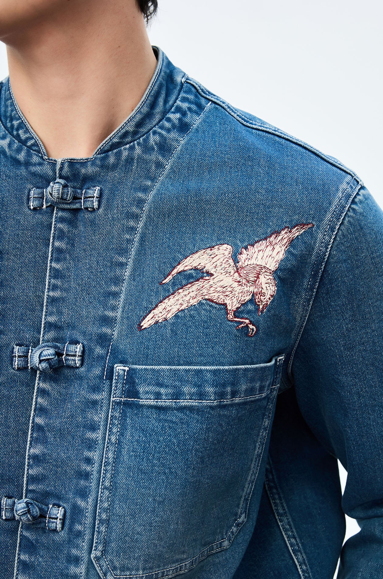 Motif Embroidery Denim Jacket - Image 3
