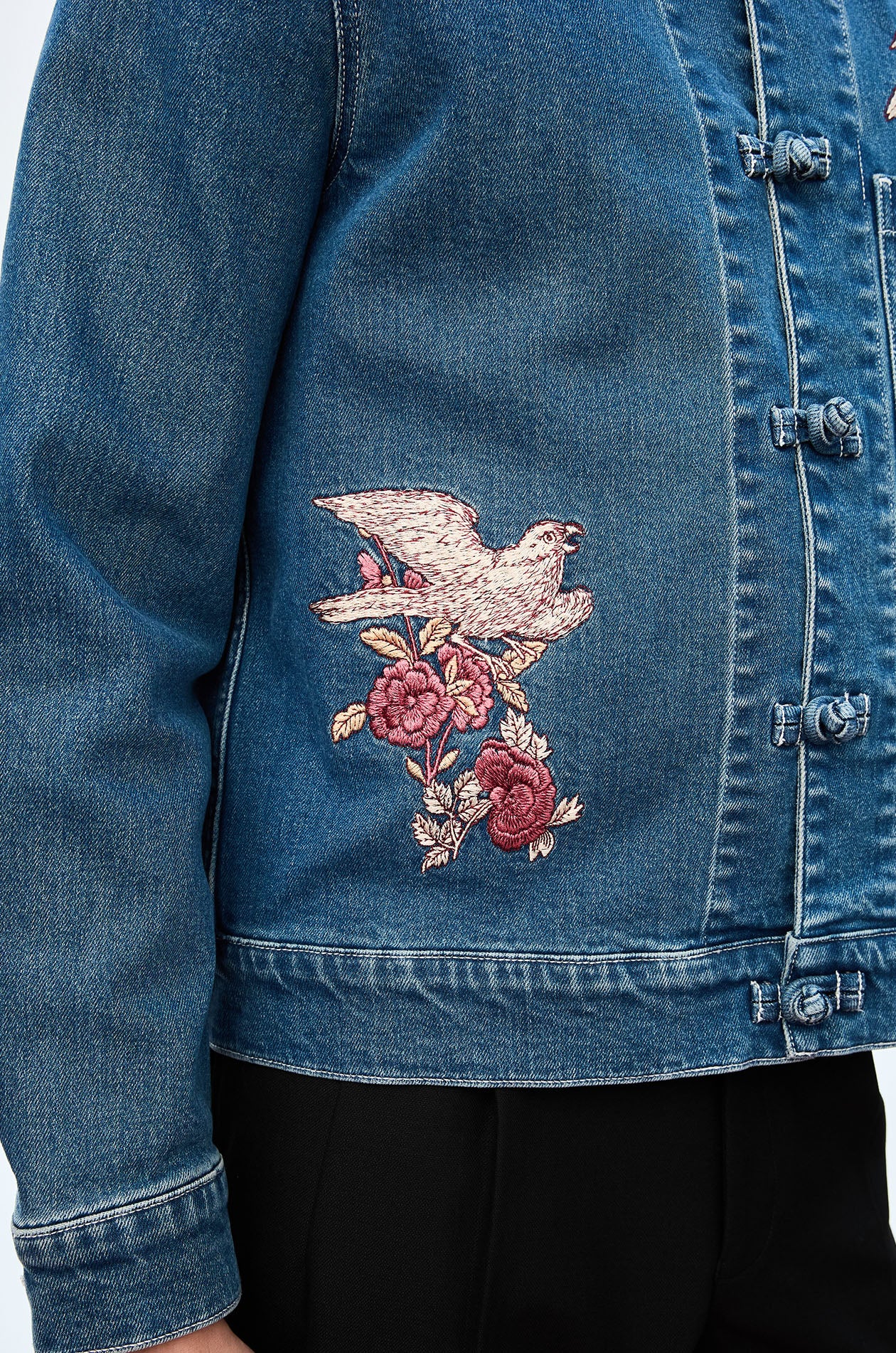 Motif Embroidery Denim Jacket - Image 4