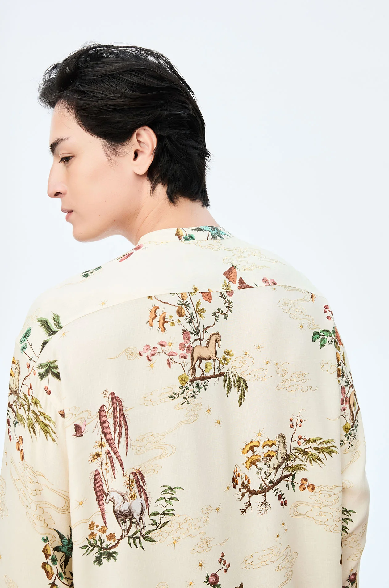 Motif Printed Collarless Shirt - Image 3