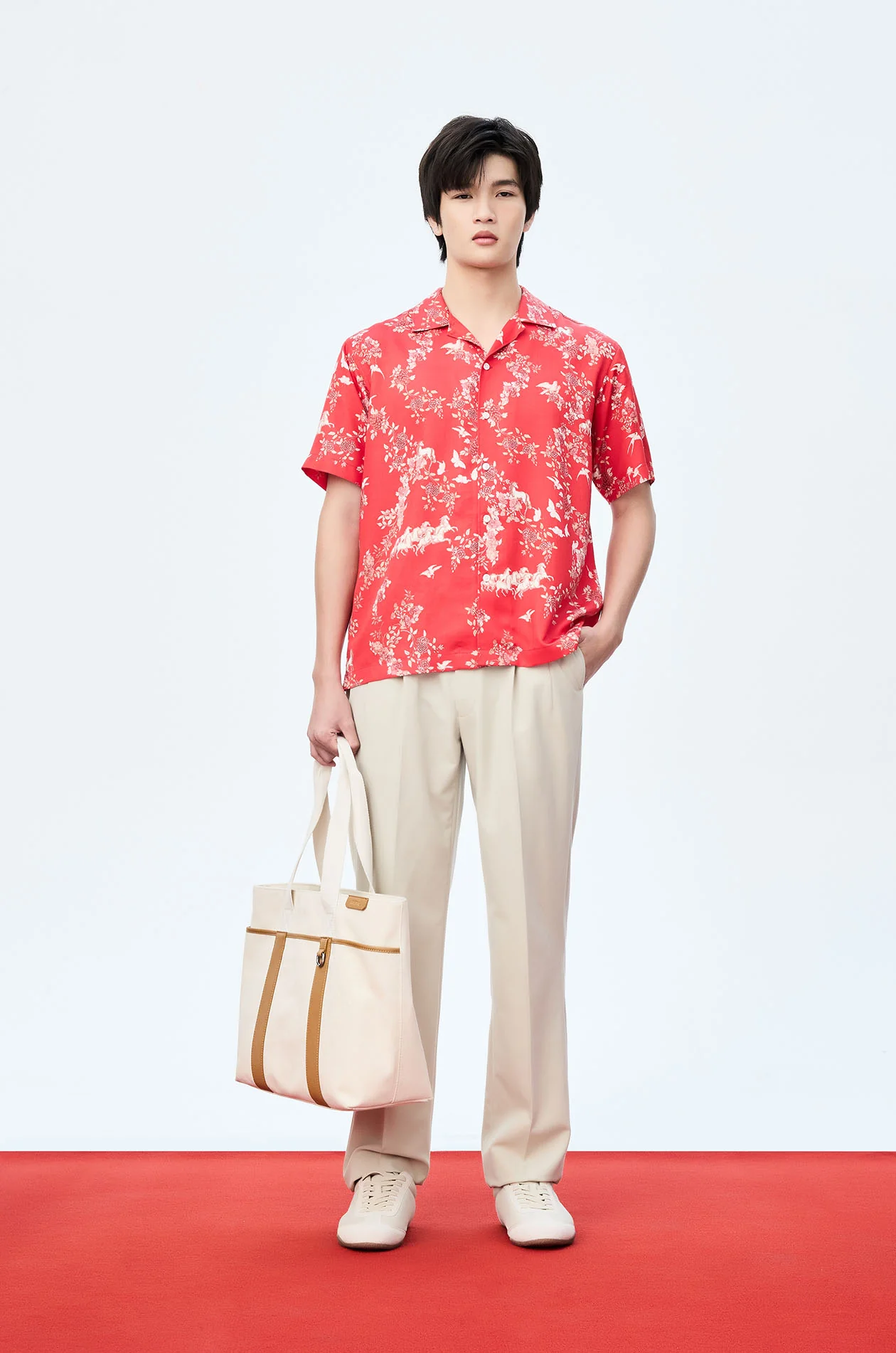 Motif Printed Satin Shirt - Image 5
