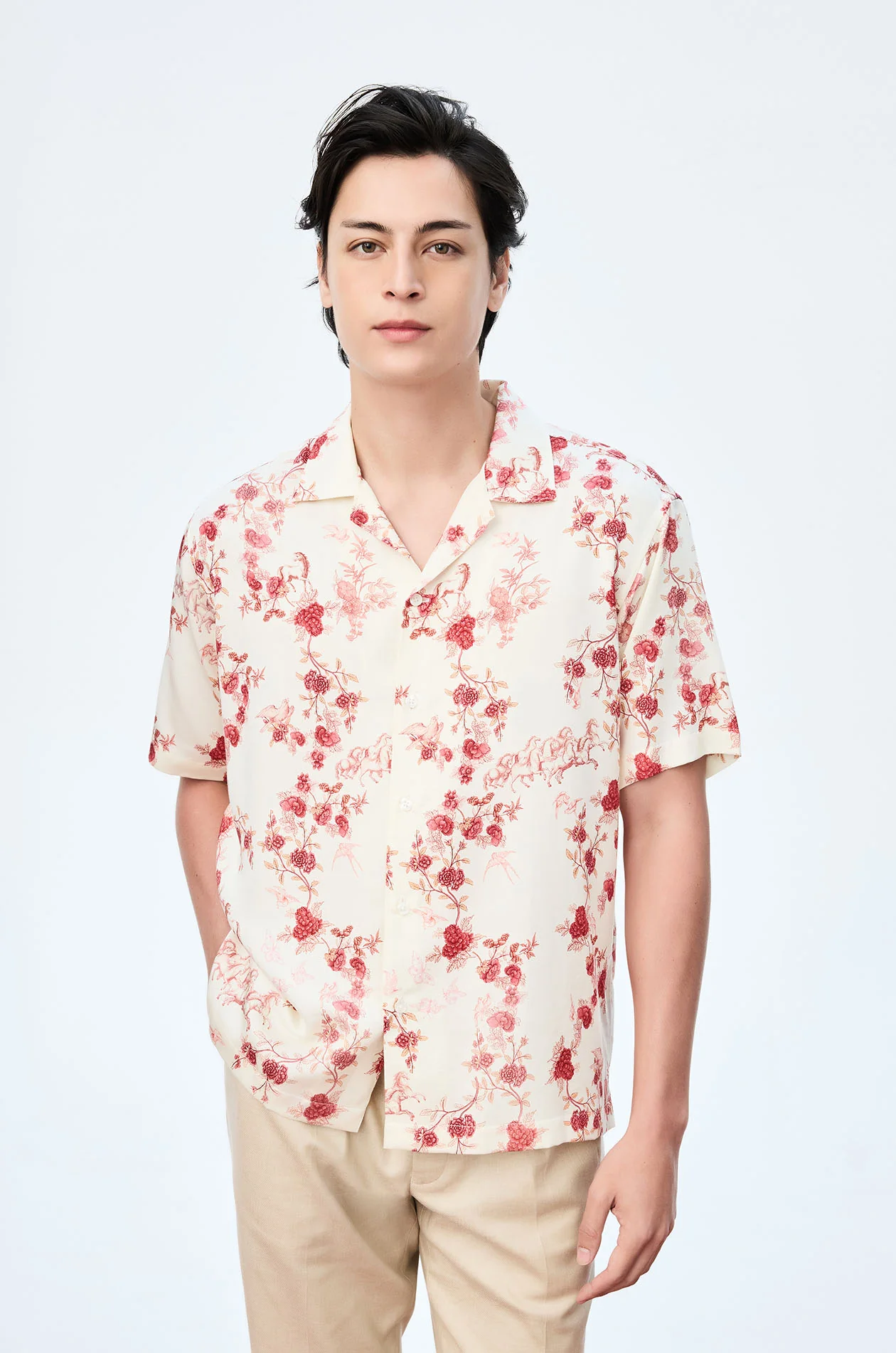 Motif Printed Satin Shirt - Image 8