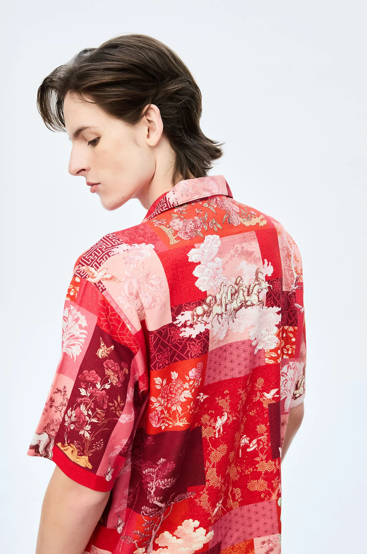 Patchwork Motifs Linen Blend Shirt - Image 4
