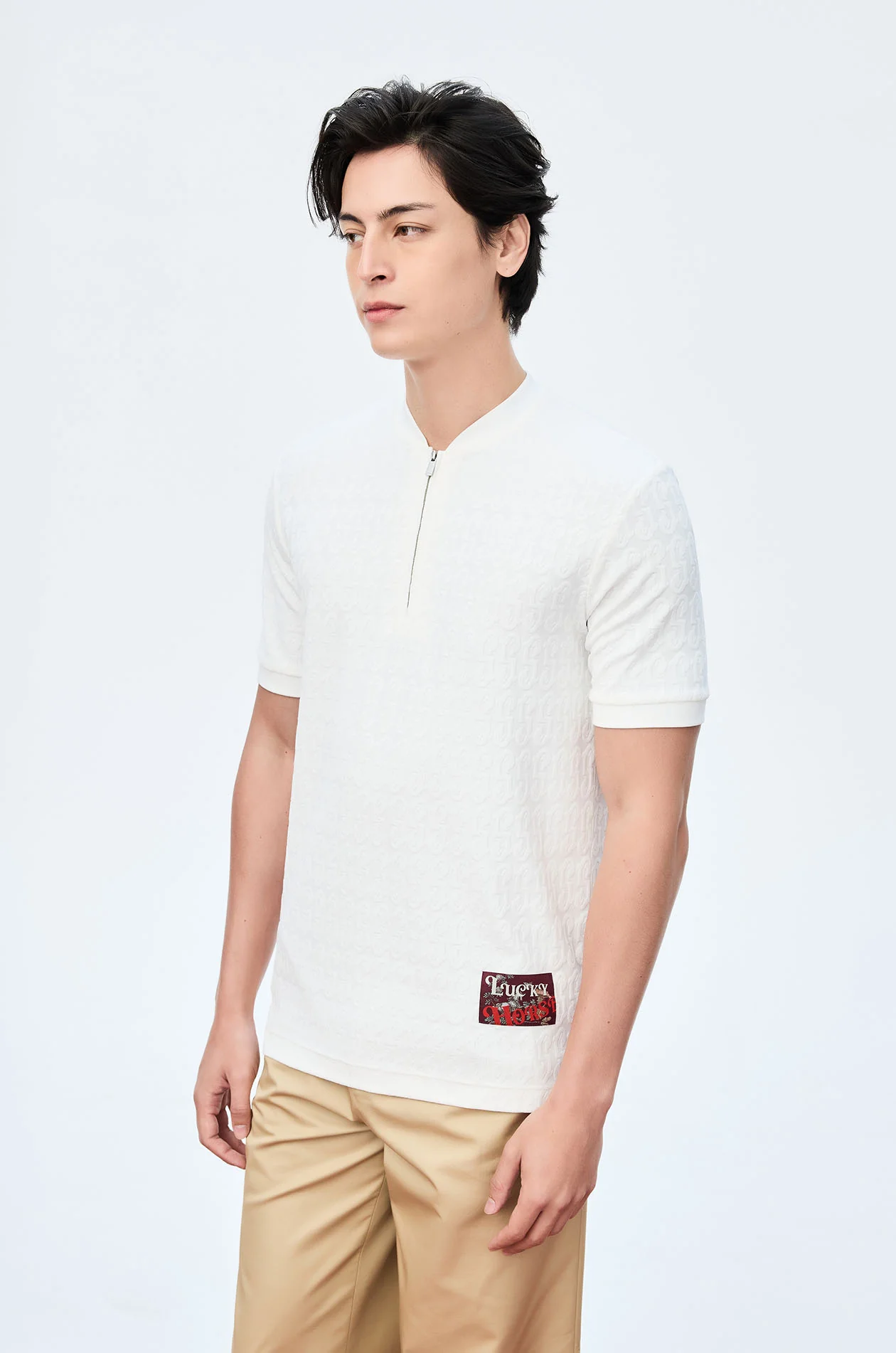 Monogram Jacquard Collarless Polo Shirt - Image 8