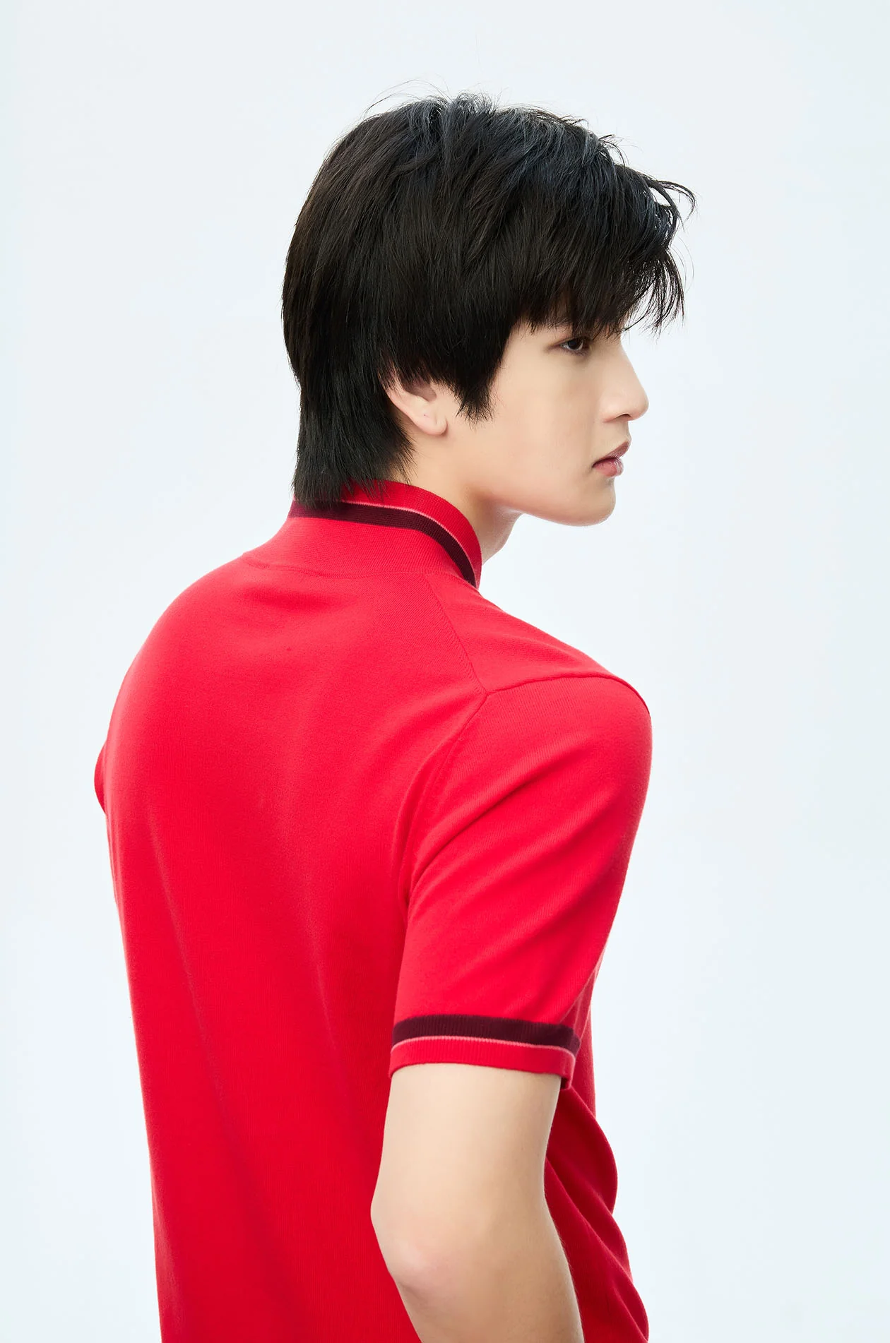 Stand-Up Collar Knit Polo Shirt - Image 4
