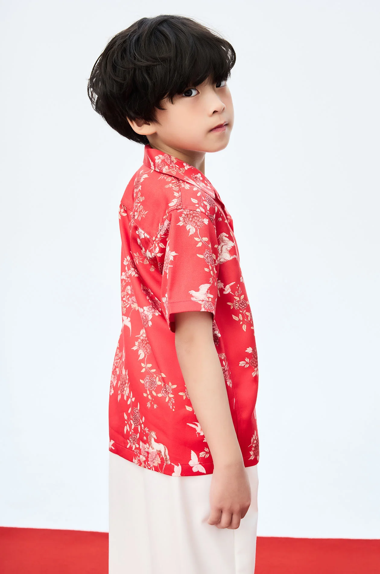 Boy Motif Printed Satin Shirt - Image 3